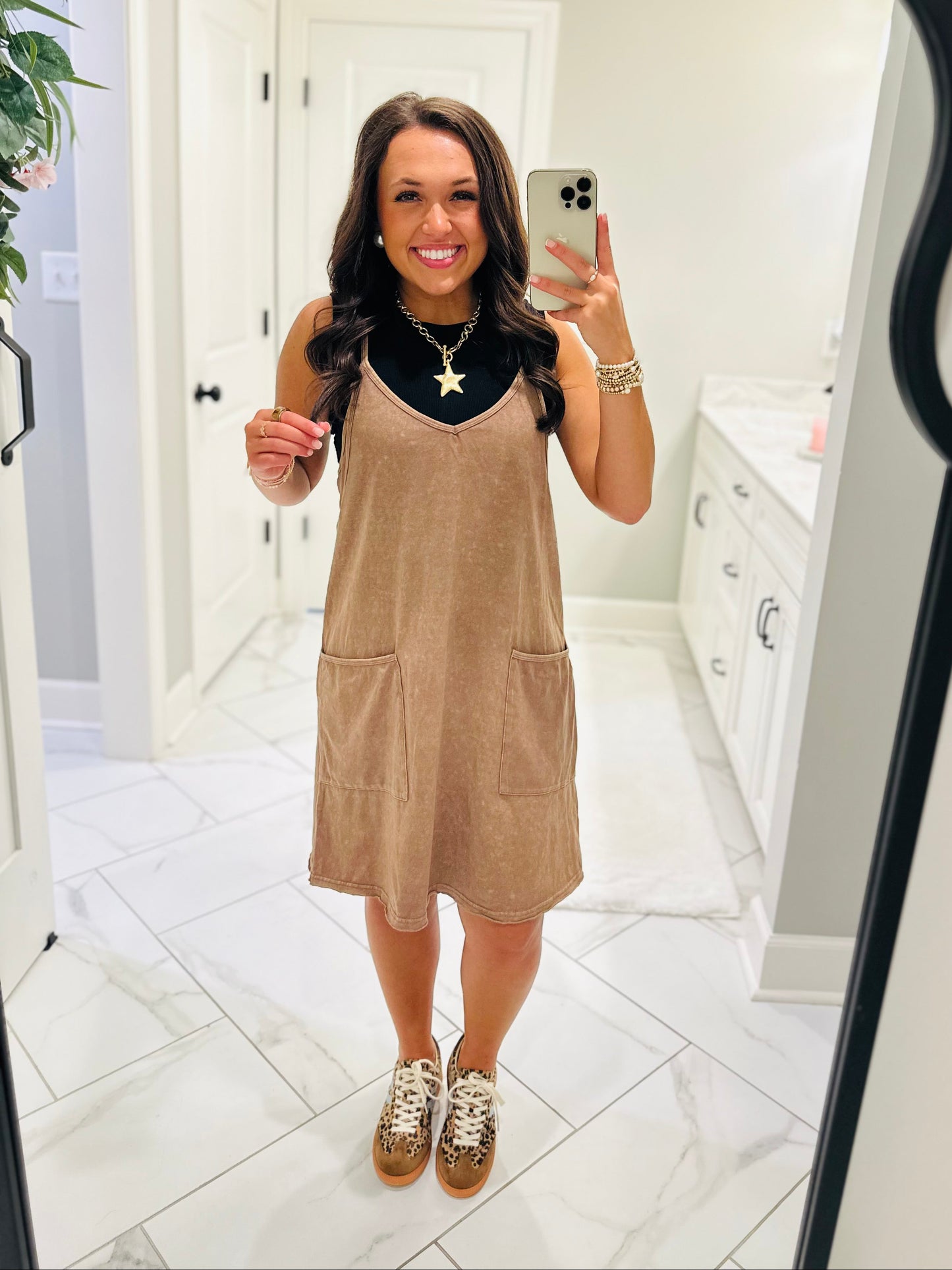 The Rhea Mineral Wash Tennis Dress - Latte
