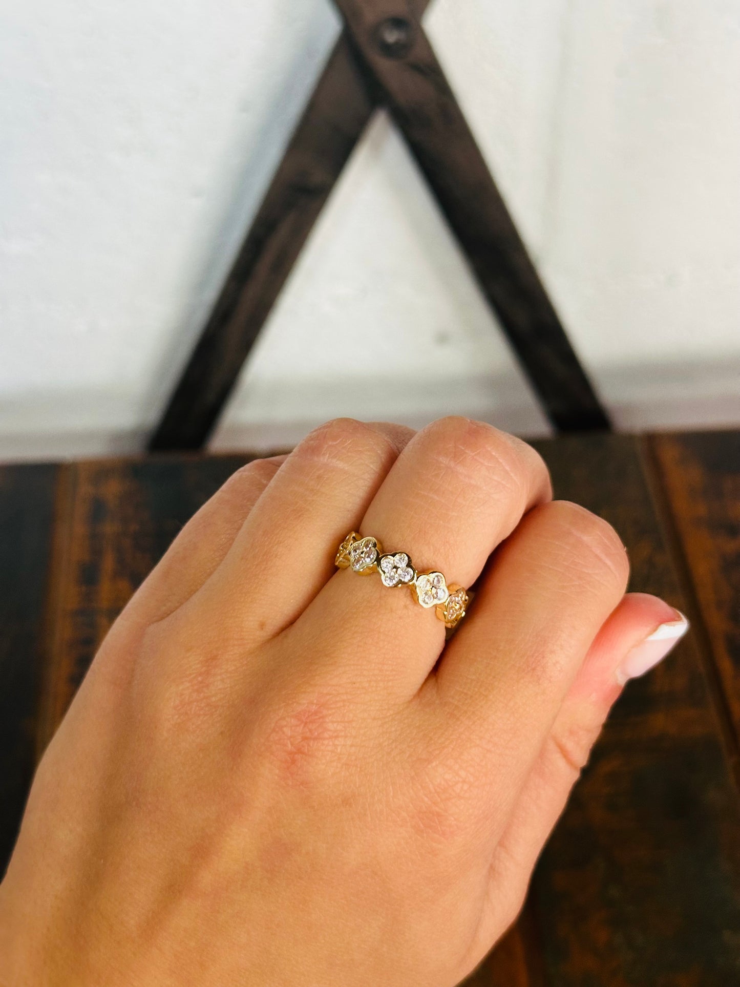 Gold Pave + Crystal Linked Ring