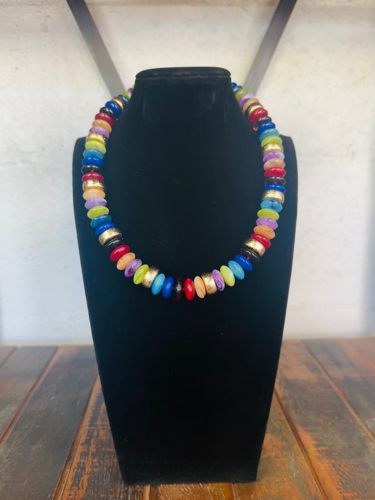 Dark Multi Wide Bead Necklace