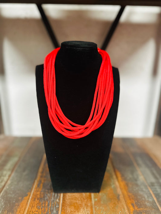 8 Strand Necklace - Red