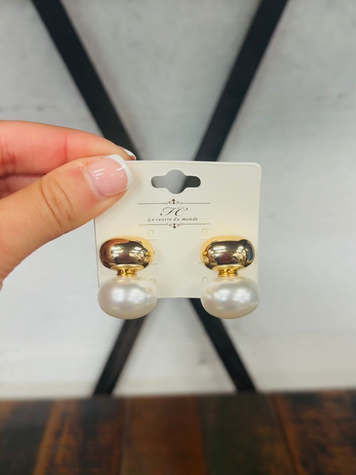 Gold Stud + Pearl Drop Earring
