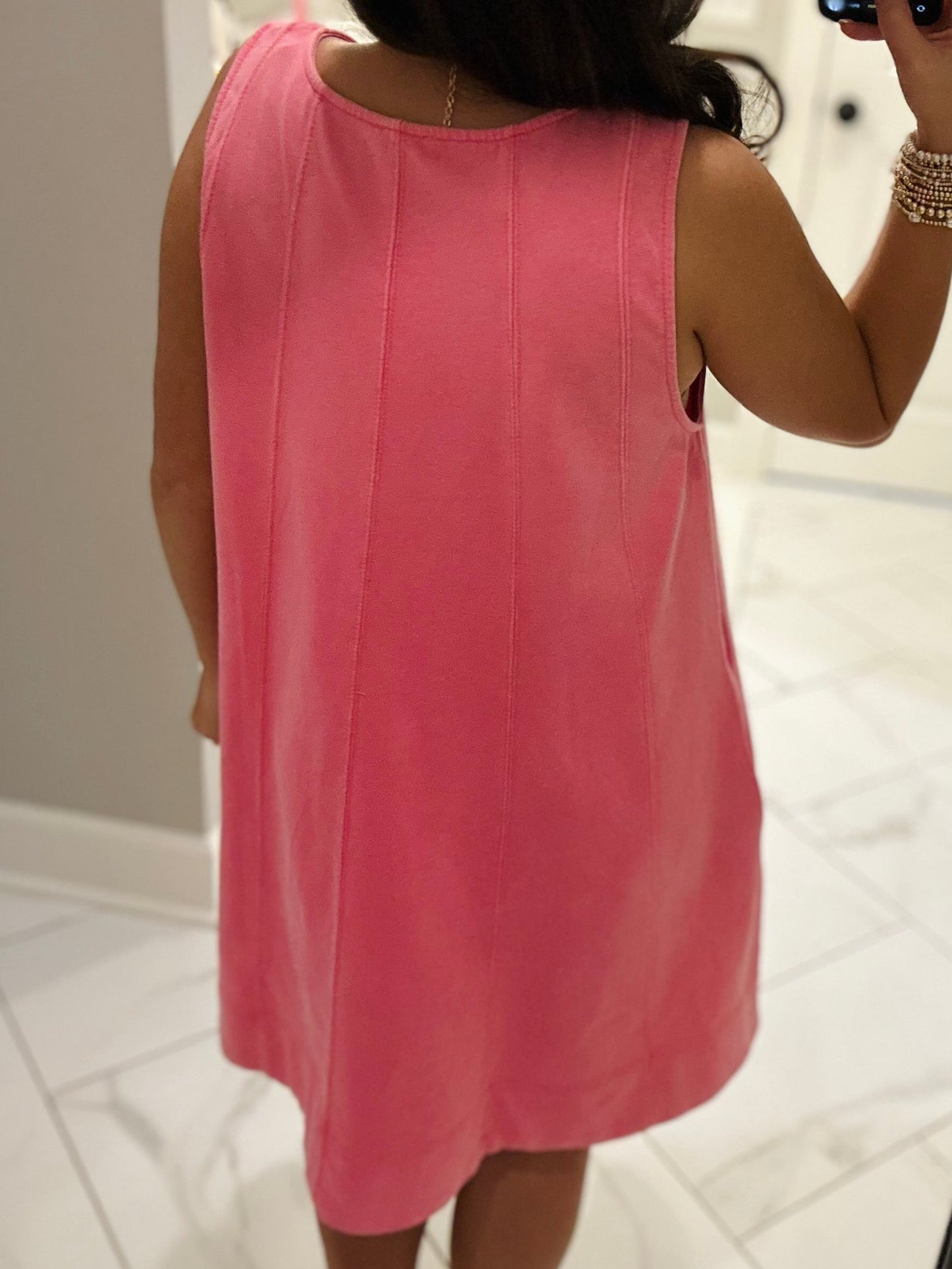 The Lula Pink Sleeveless Washed Swing Dress