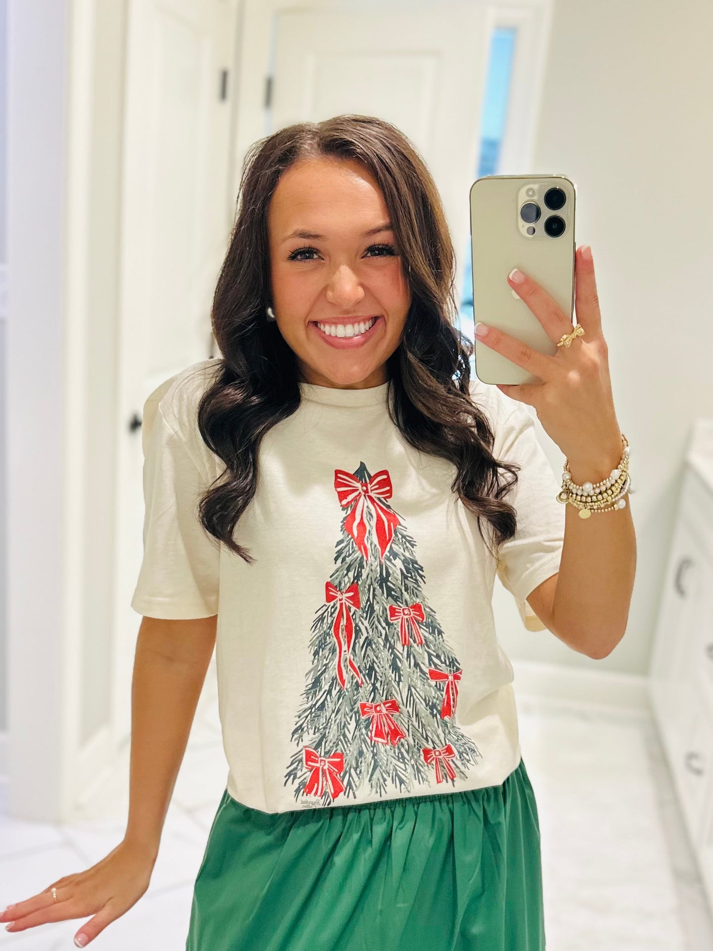 The Watercolor Bow Christmas Tree Tee