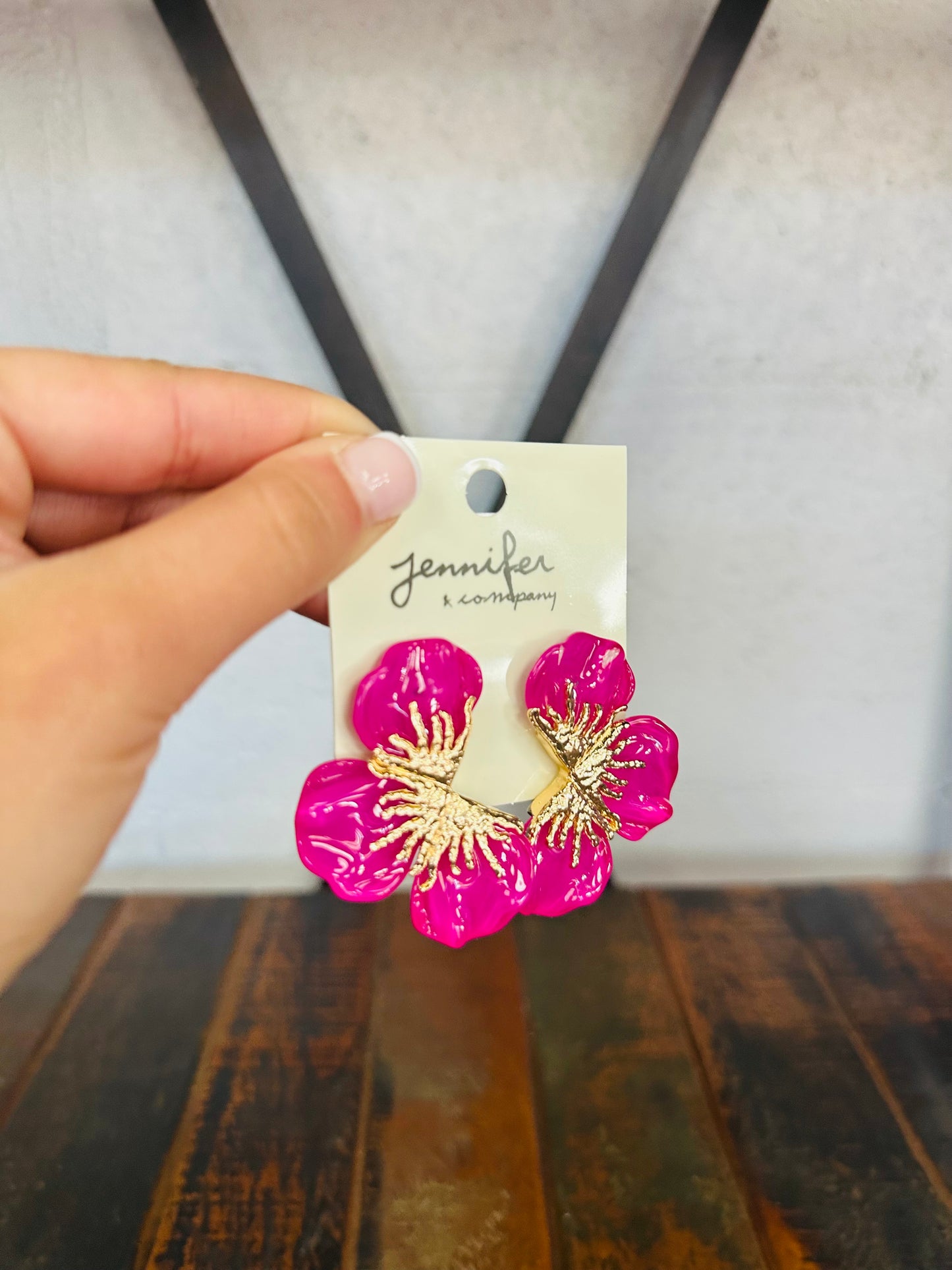 Flower Statement Earring - Fuchsia