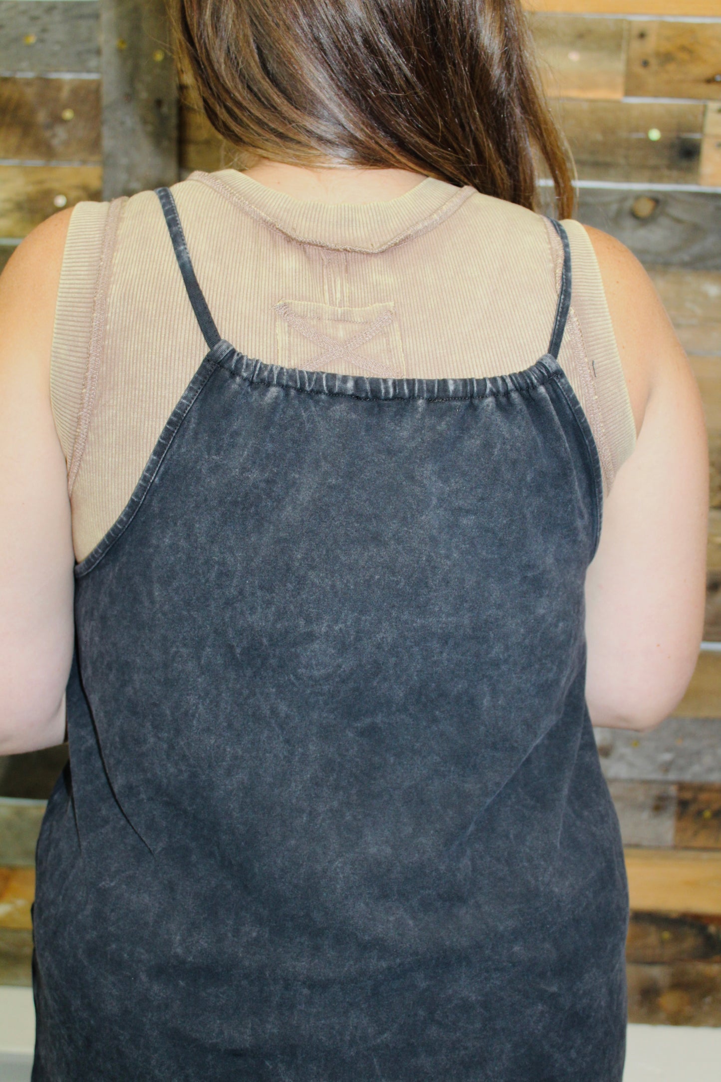 Ready To Go Black Acid Wash Cami Dress