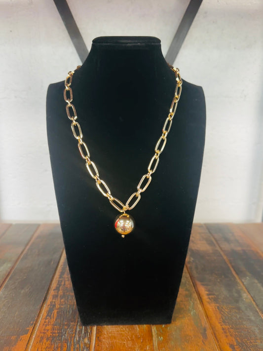 20mm Gold Ball + Chunky Chain Necklace