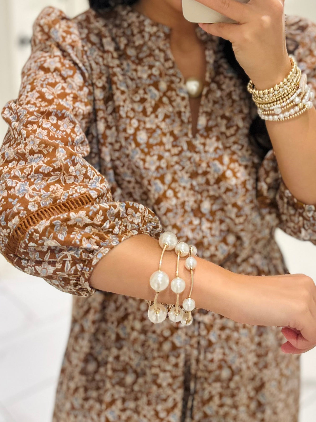 The Ramsey Brown Ditsy Floral Midi Dress