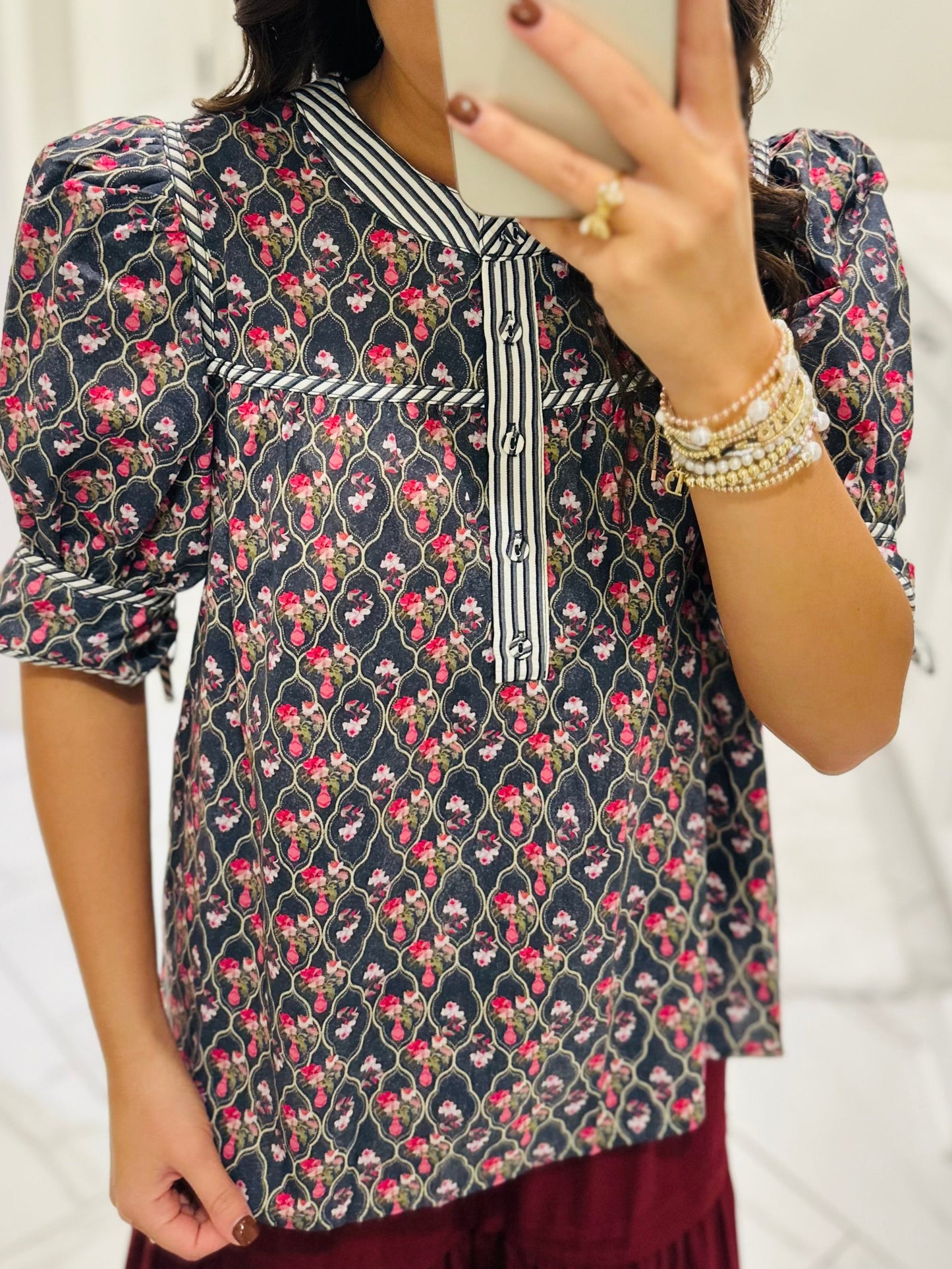 The Lottie Navy Floral Top