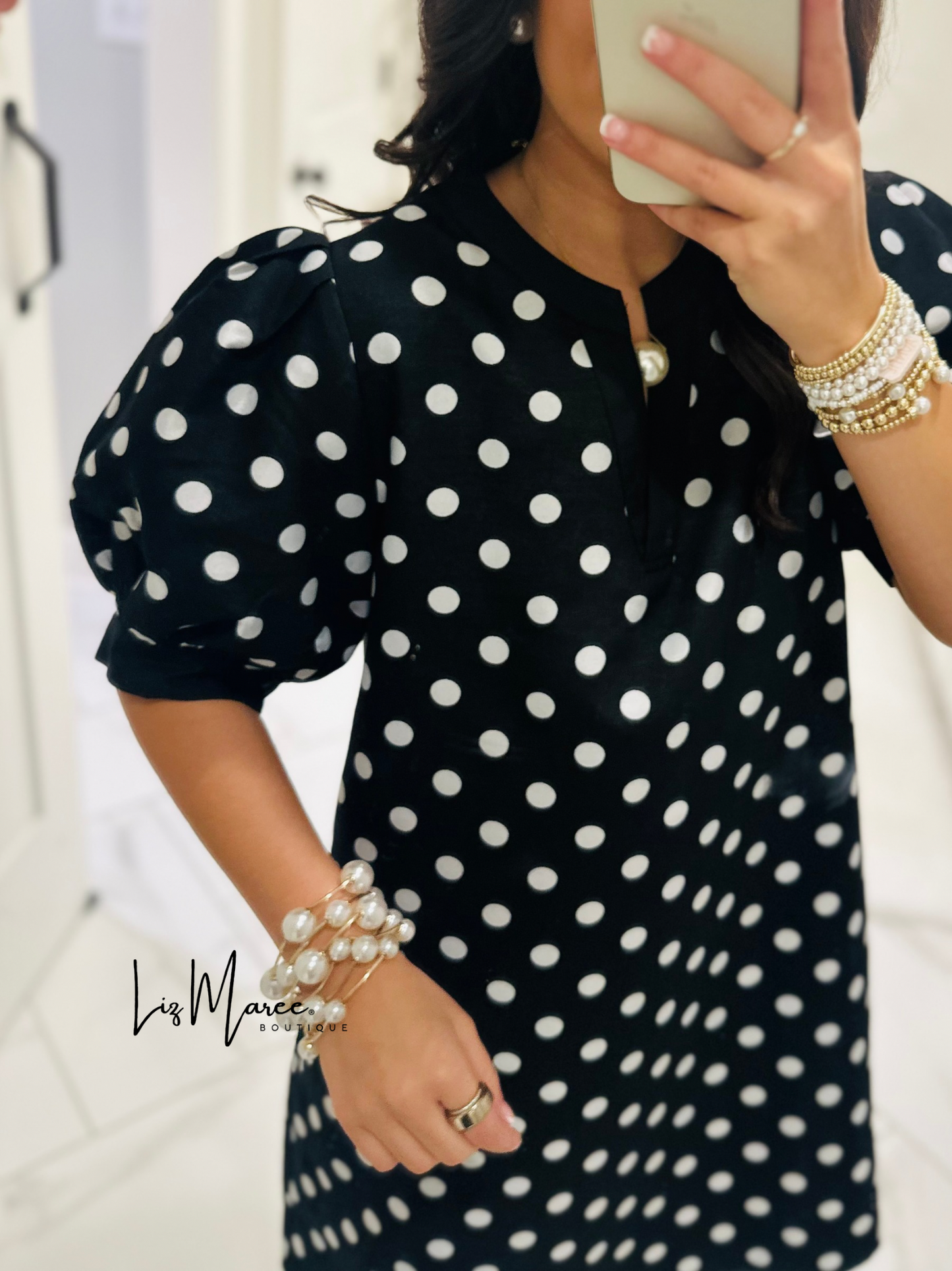The Baylie Black Polka Dot Dress