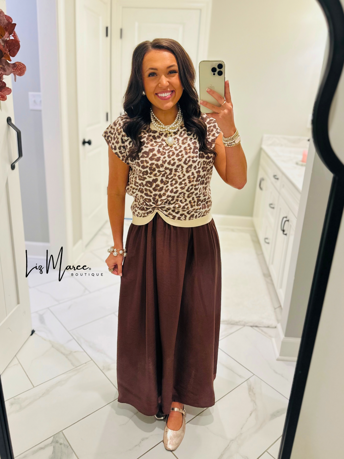 The Chloe Leopard Brown Layered Midi Dress