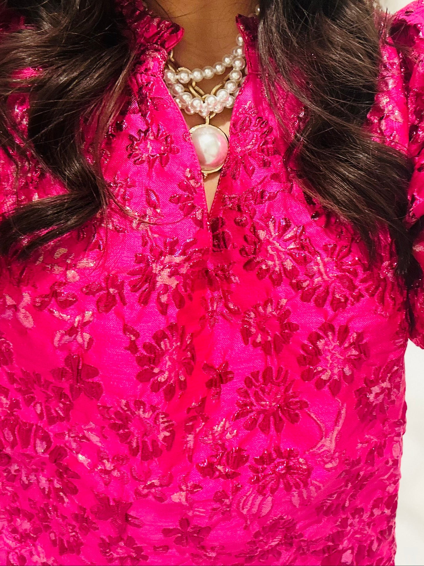 The Harrington Fuchsia Jacquard Shift Dress
