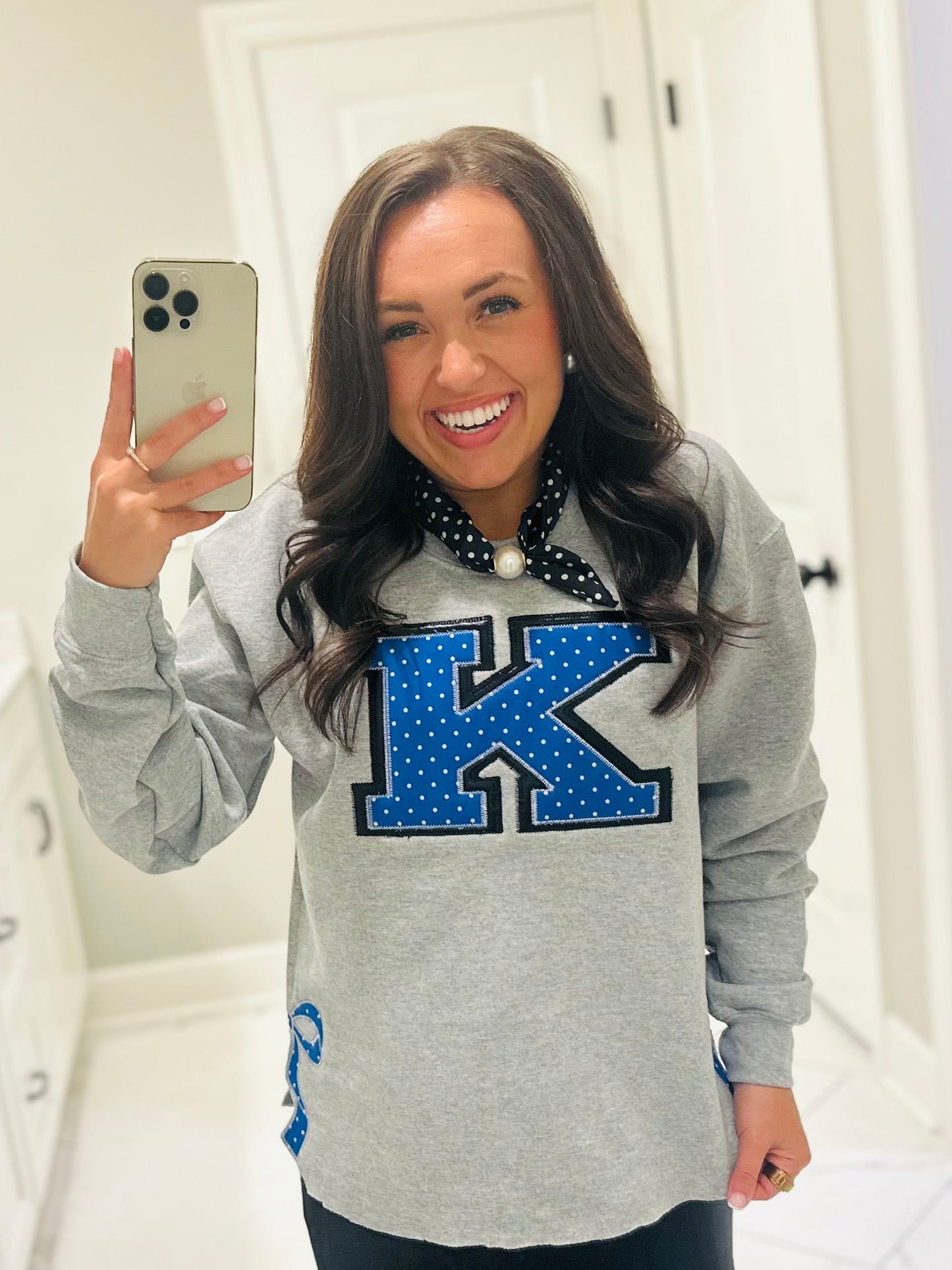 The Kentucky Polka Dot Embroidered Bow Side Sweatshirt