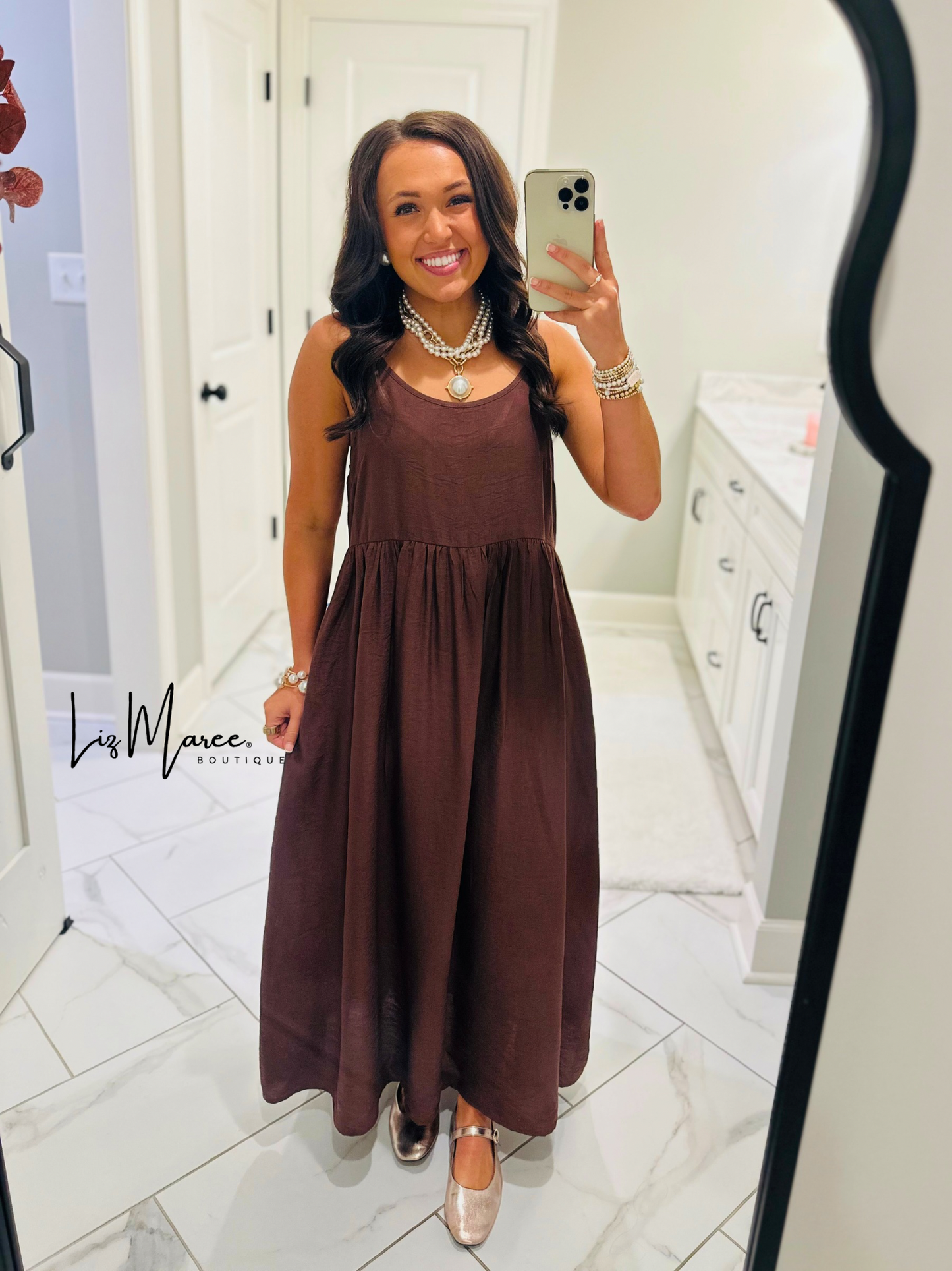The Chloe Leopard Brown Layered Midi Dress