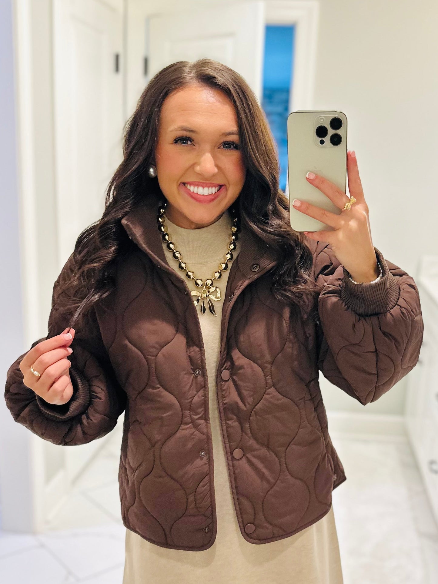 The Sarah Chocolate Brown Quilted Jacket