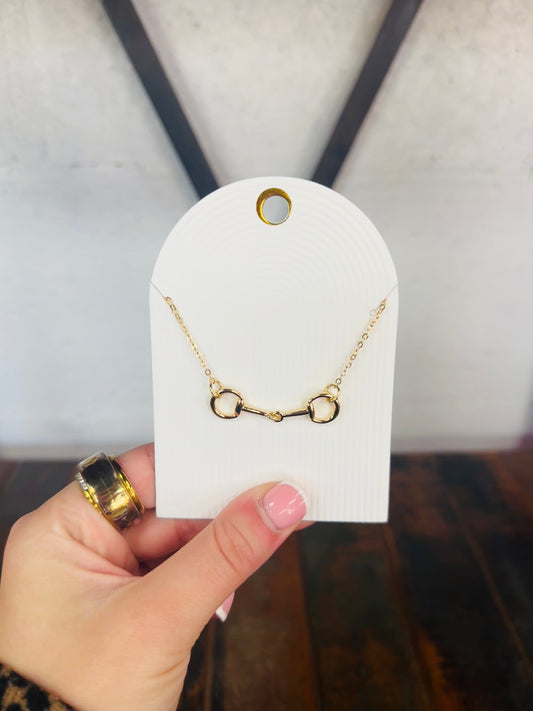Gold Horsebit Metal Necklace