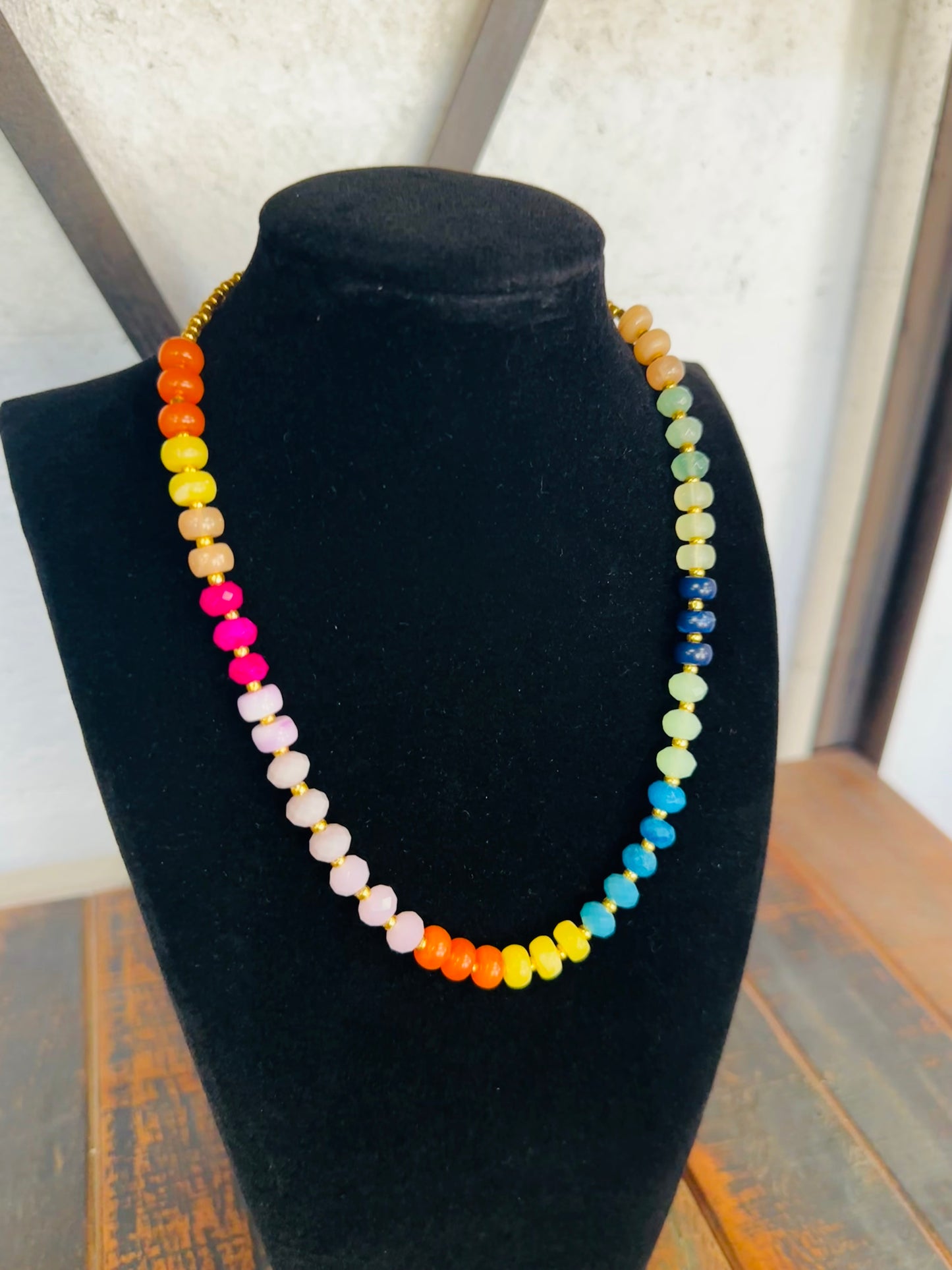 Rainbow Ball Beaded Necklace