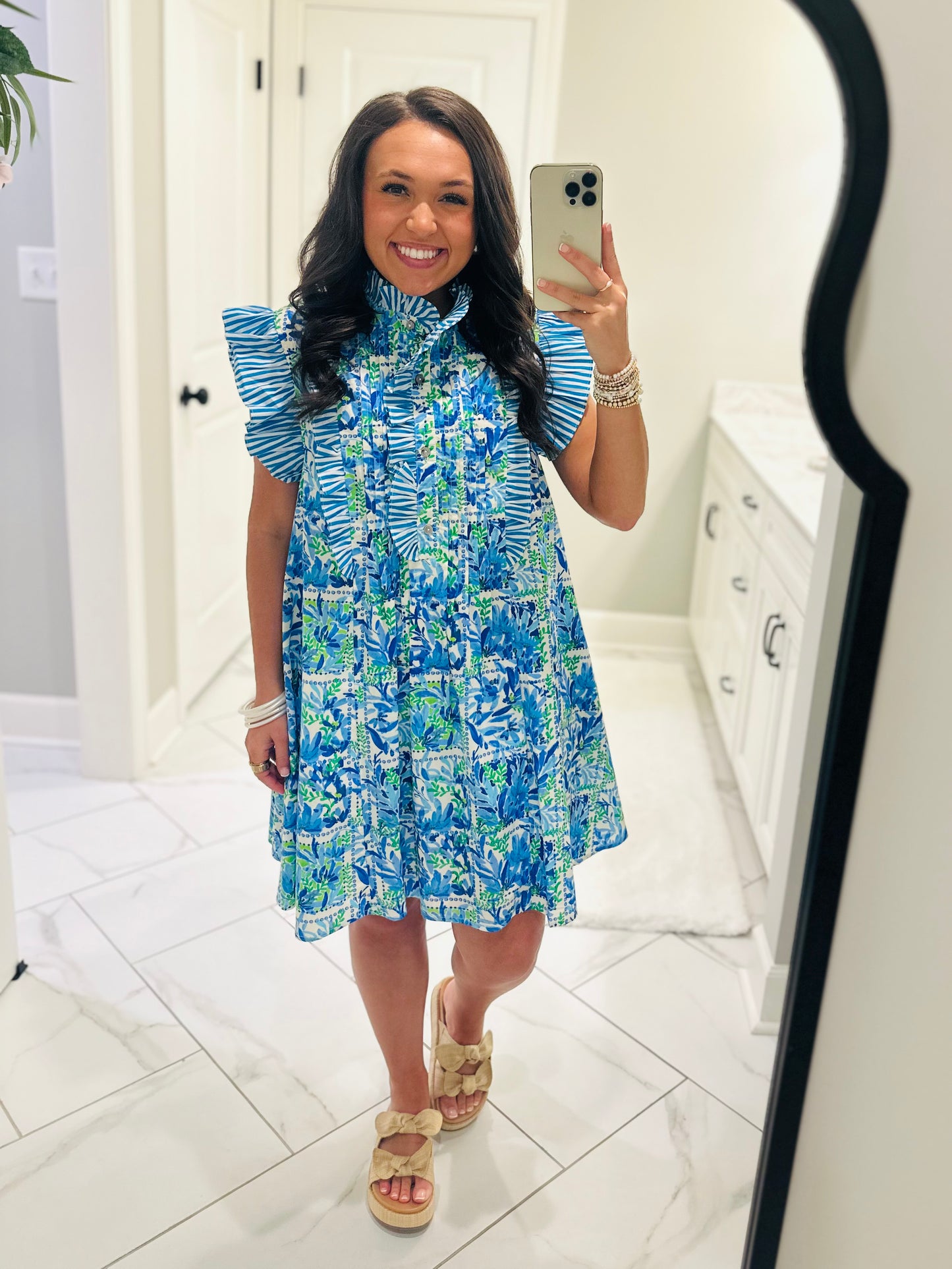 The Cali Blue Botanical Dress