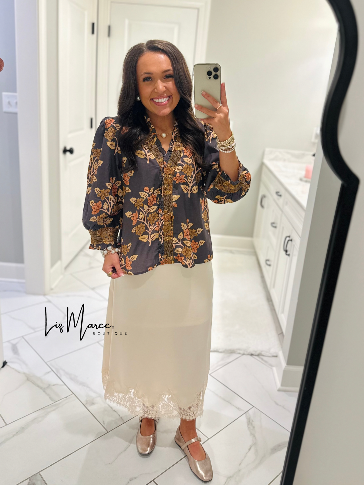 The Carrie Grey Floral Top