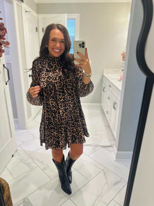 The Della Leopard Bow Dress
