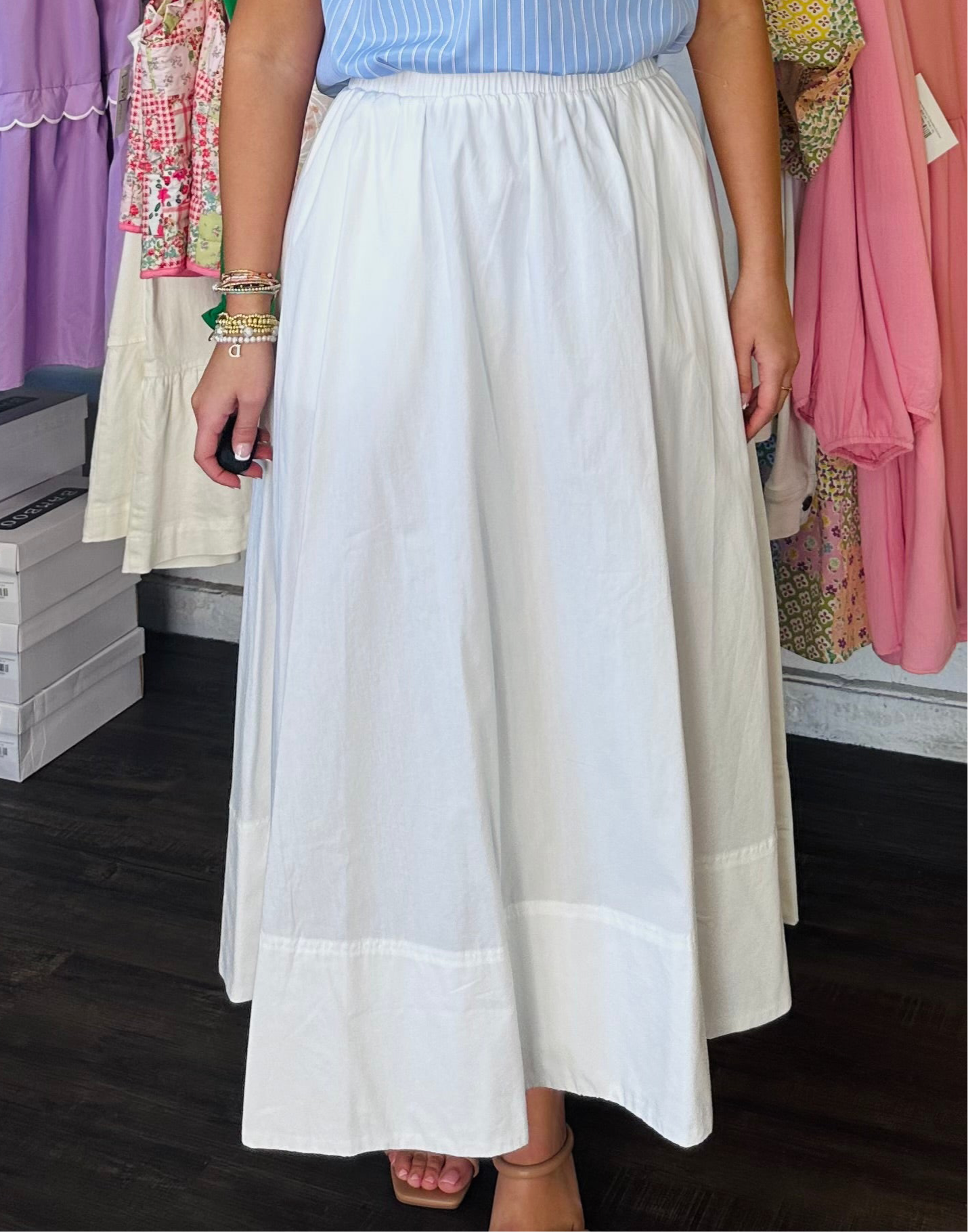 The White Poplin Maxi Skirt