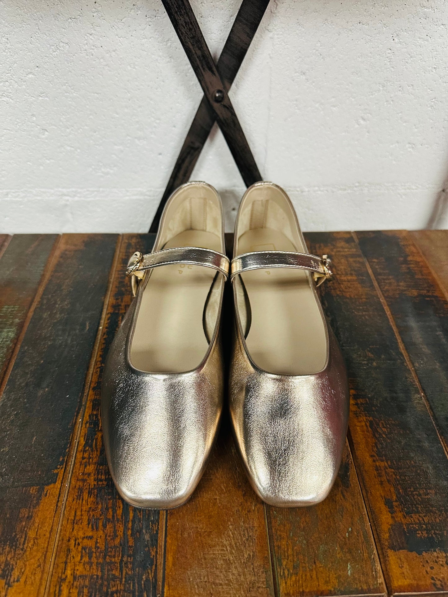 The Annabelle Gold Mary Jane Flat