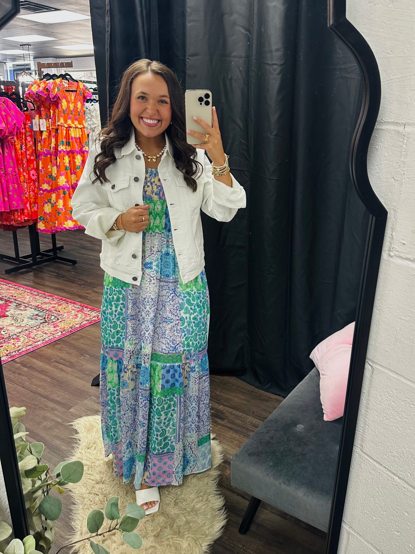 The Lacey Blue Patchwork Maxi Dress