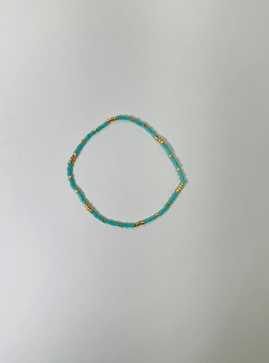 Aqua Delicate Roll On Stacker Seed Bead Bracelet