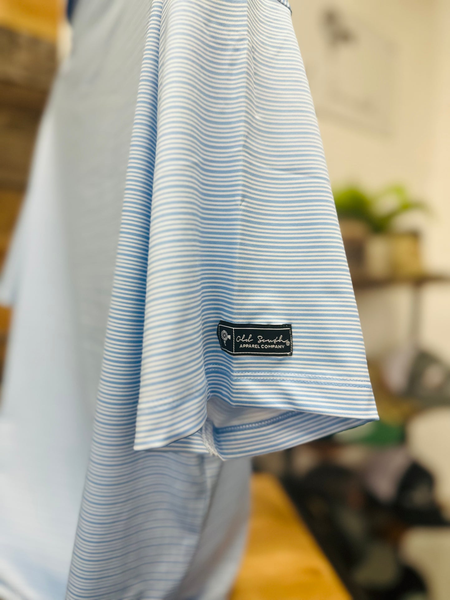 Blue Sky Stripe Performance Polo