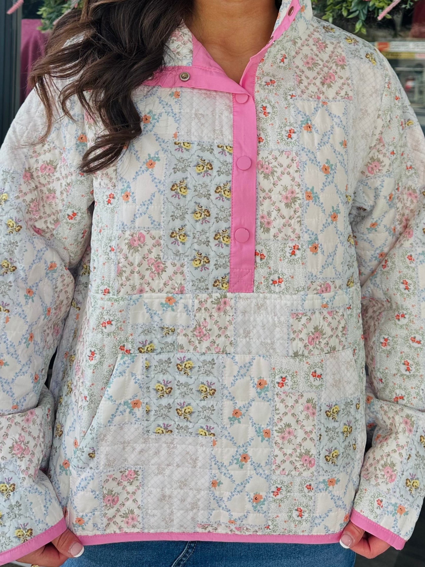 The Poppy Vintage Quilted Floral Pullover