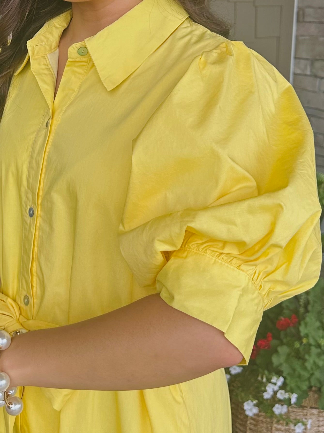 The Caroline Yellow Button Front Midi Dress