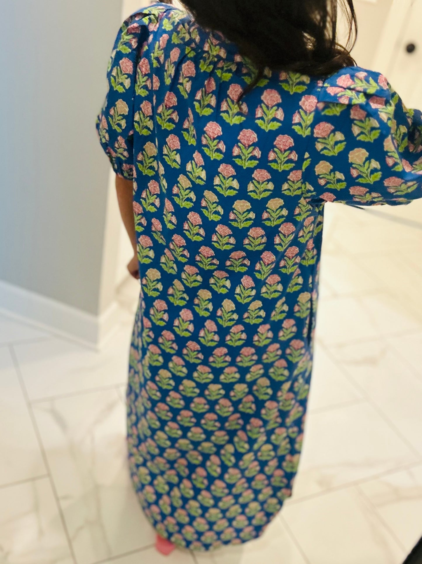 The Ada Blue Floral Midi Dress
