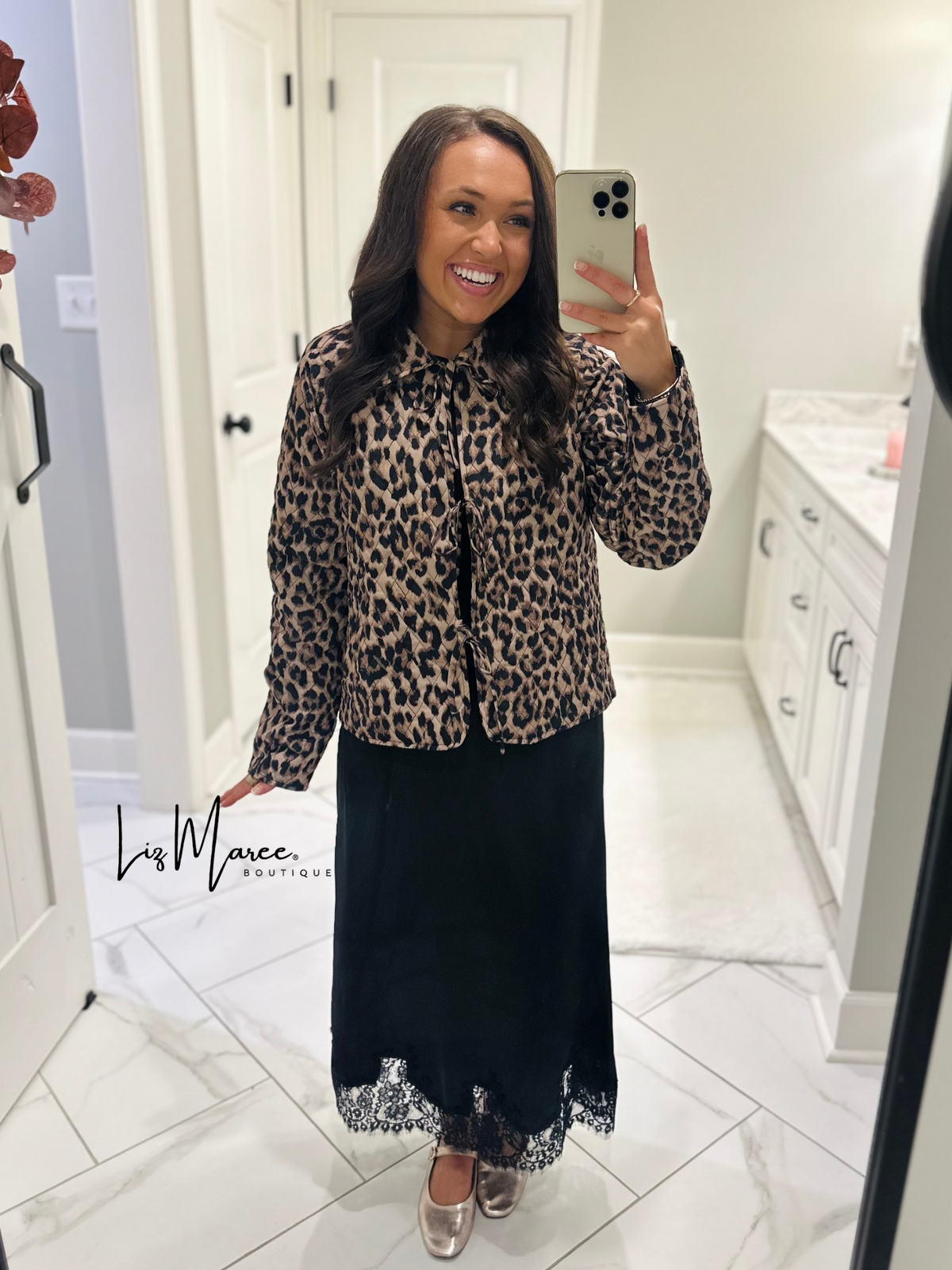 The Aubrey Leopard Quilted Bow Jacket