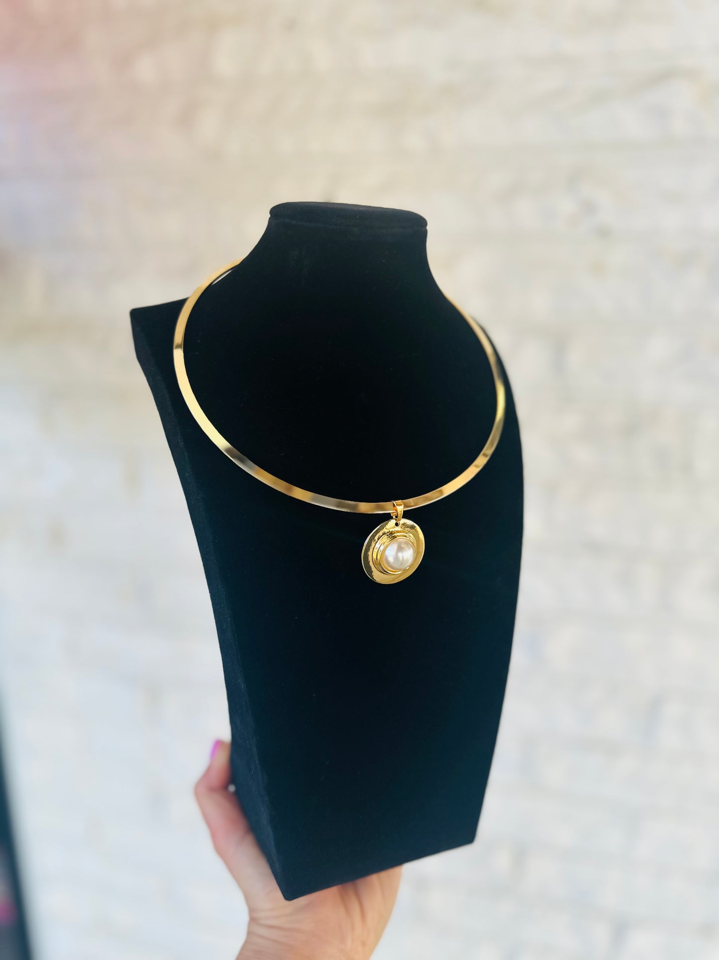 Pearl Stone Pendant Wrap Necklace