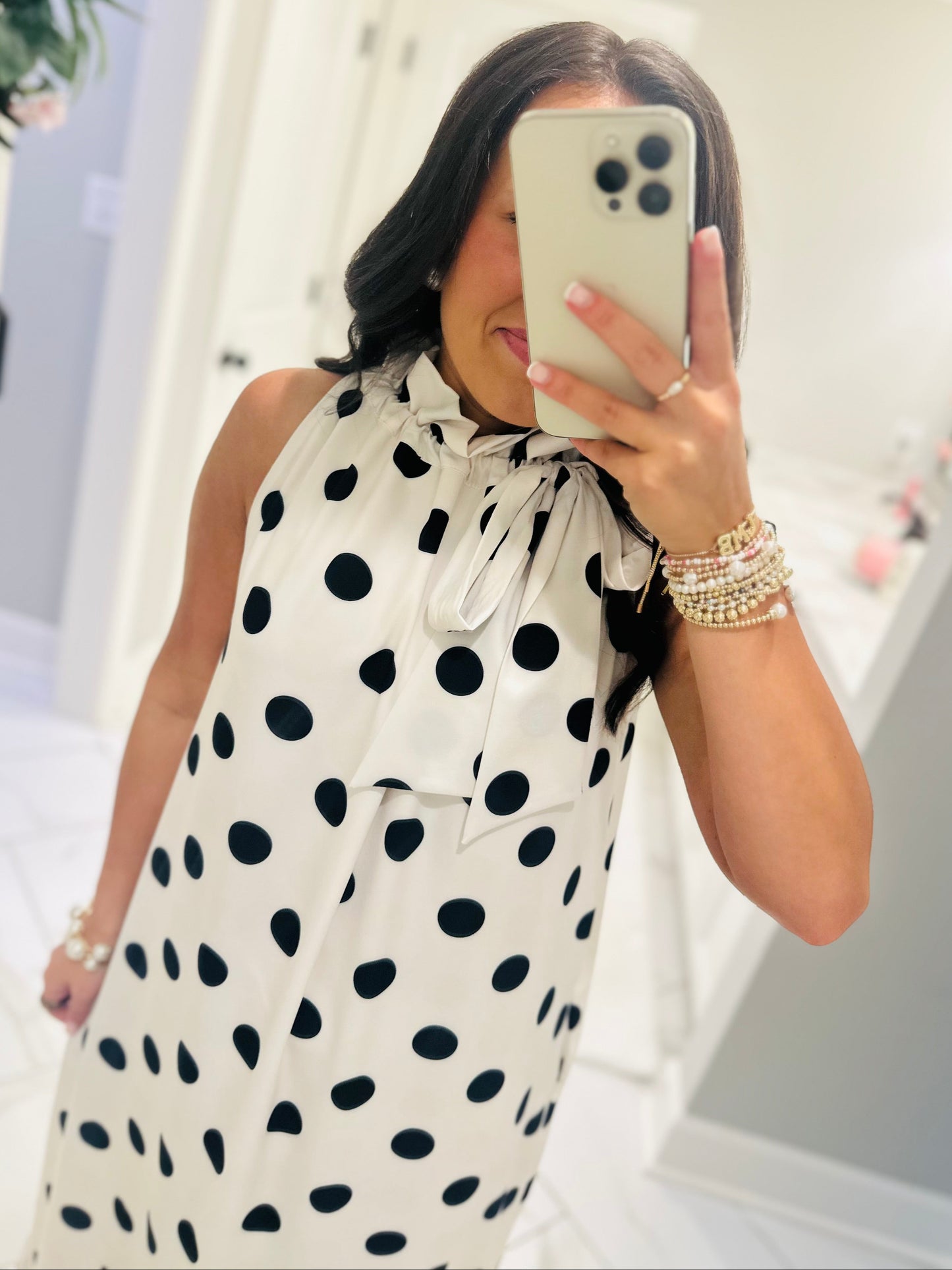 The Belle White + Black Polka Dot Maxi Dress