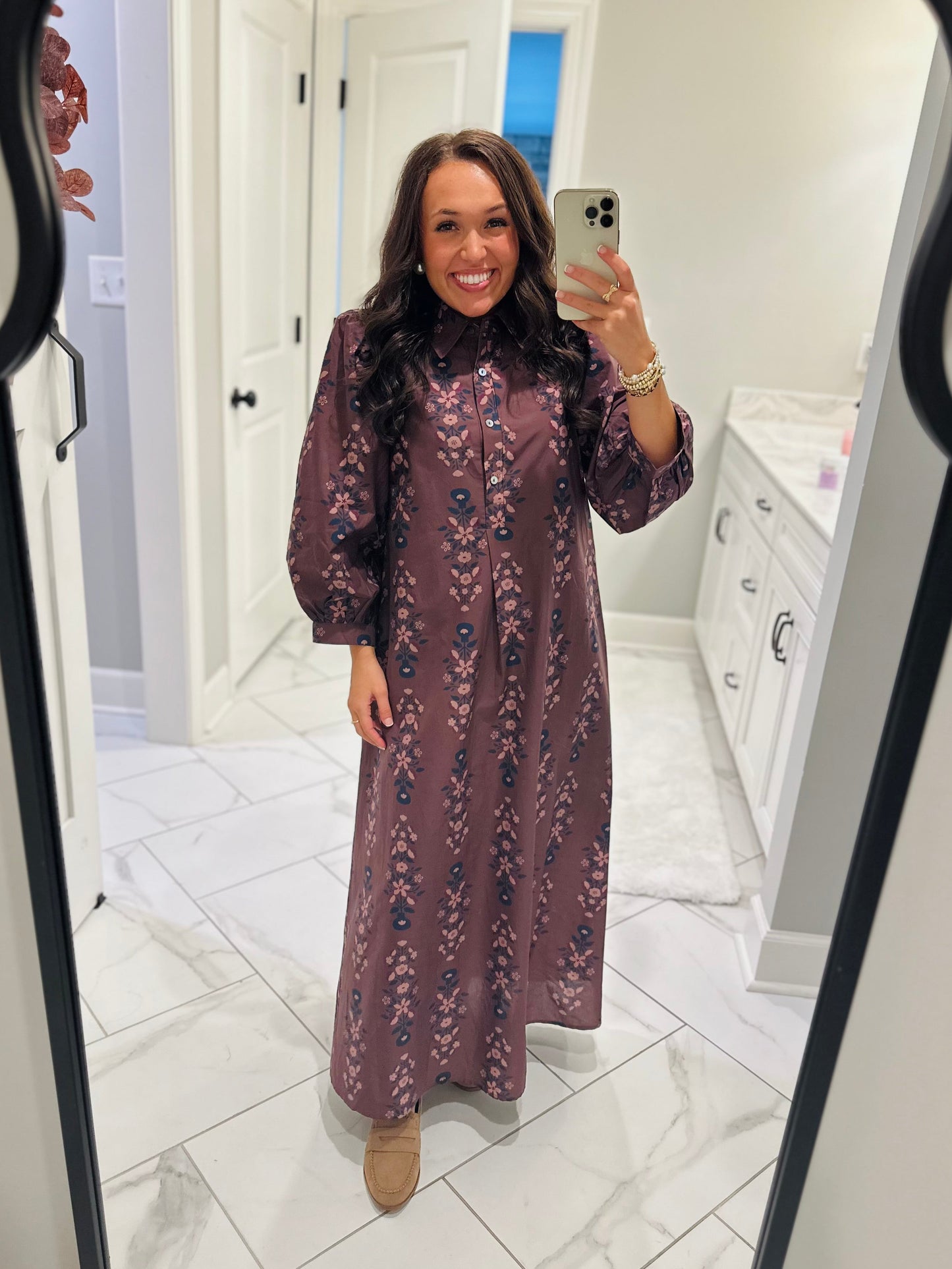 The Nina Brown Floral Maxi Dress