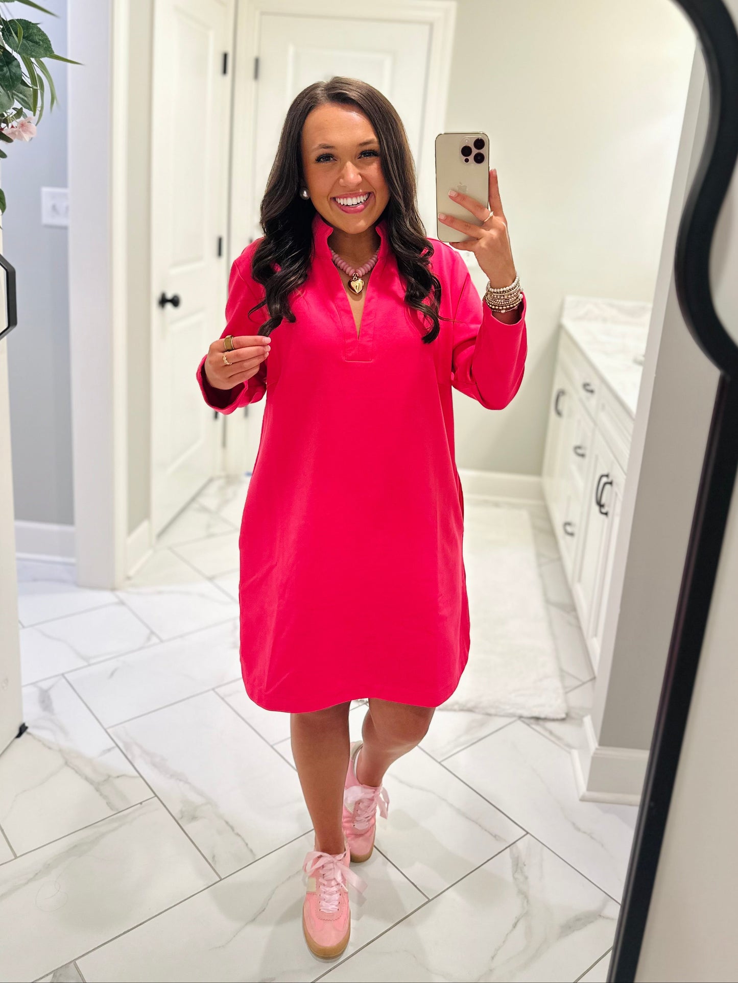 The Nicole Pink Long Sleeve Dress