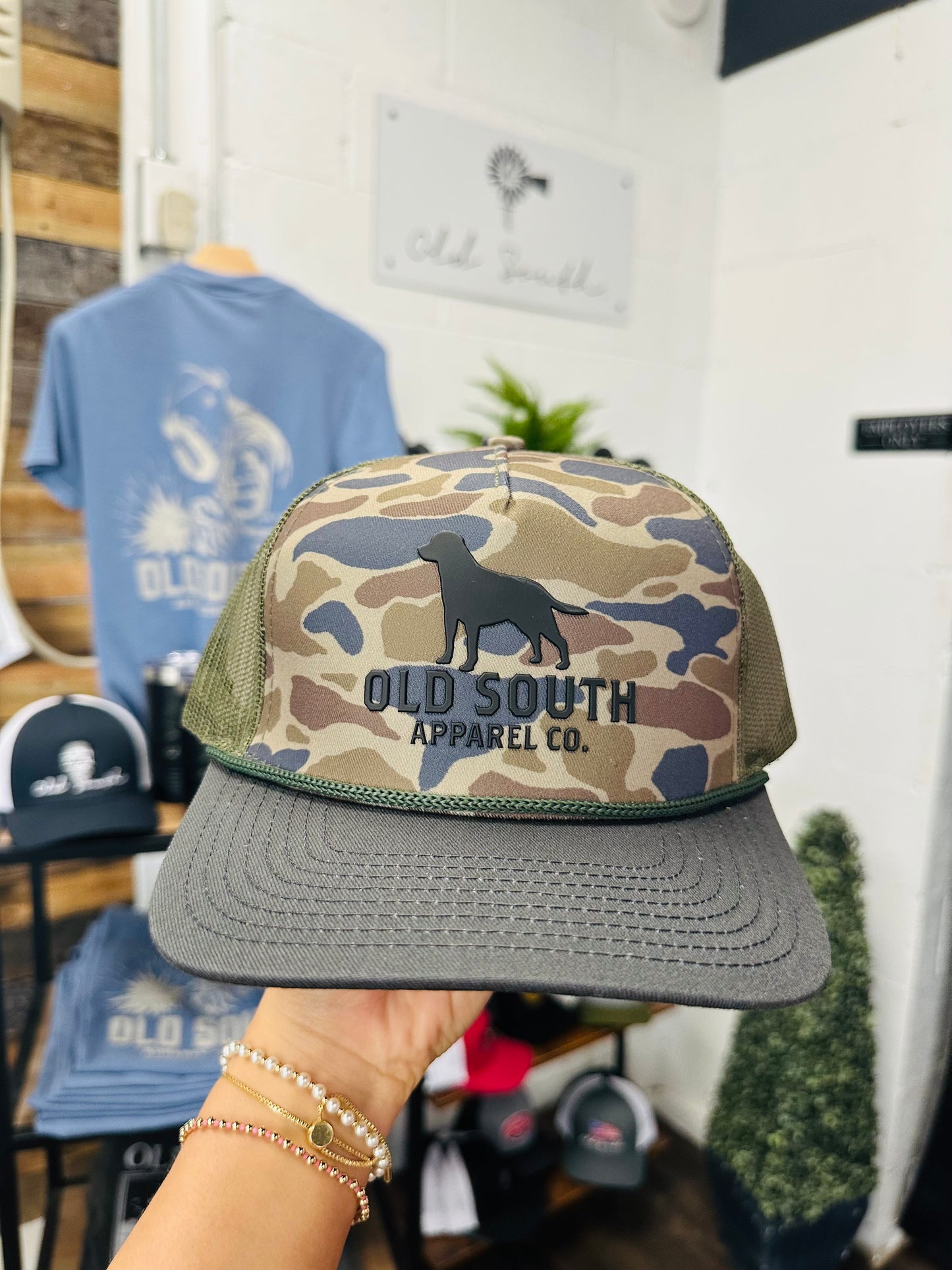 Dog Outline Thicket Camo Trucker Hat