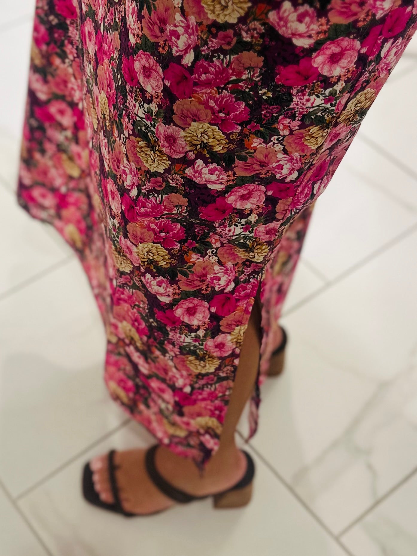 The Anabelle Magenta Floral Midi Dress