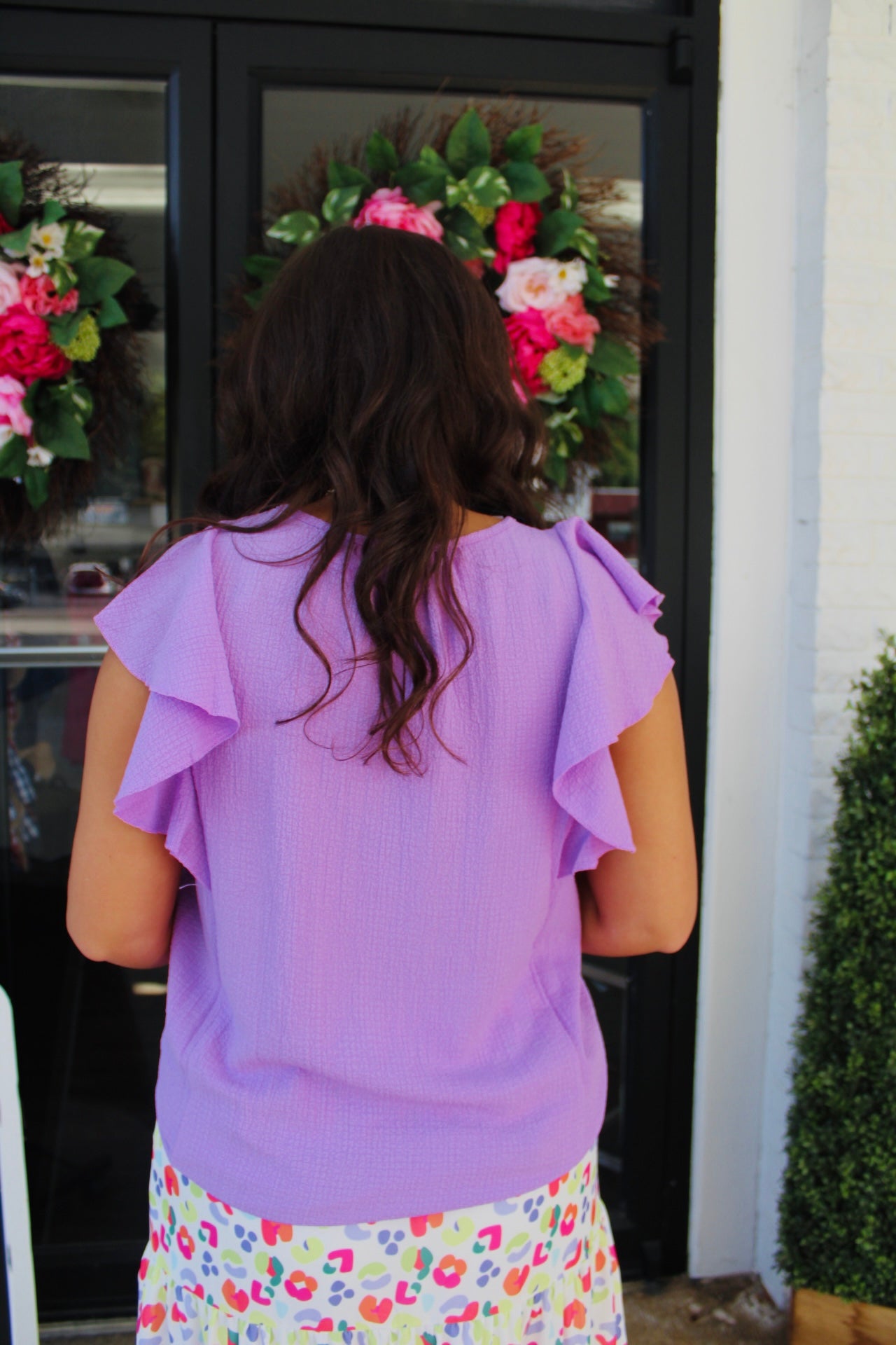 Lavender Flutter Sleeve Top