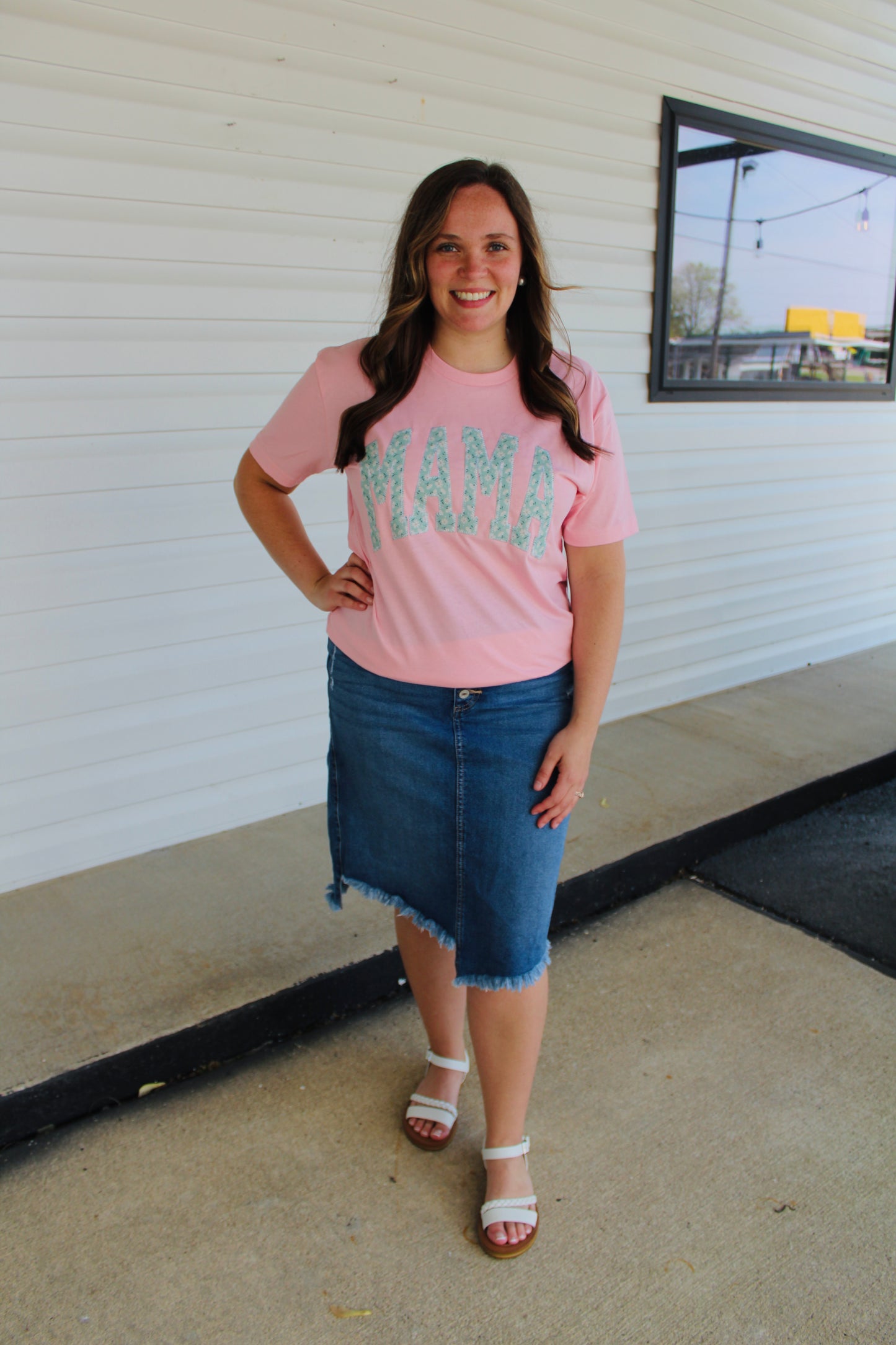 Mama Embroidered Spring Floral Graphic Tee