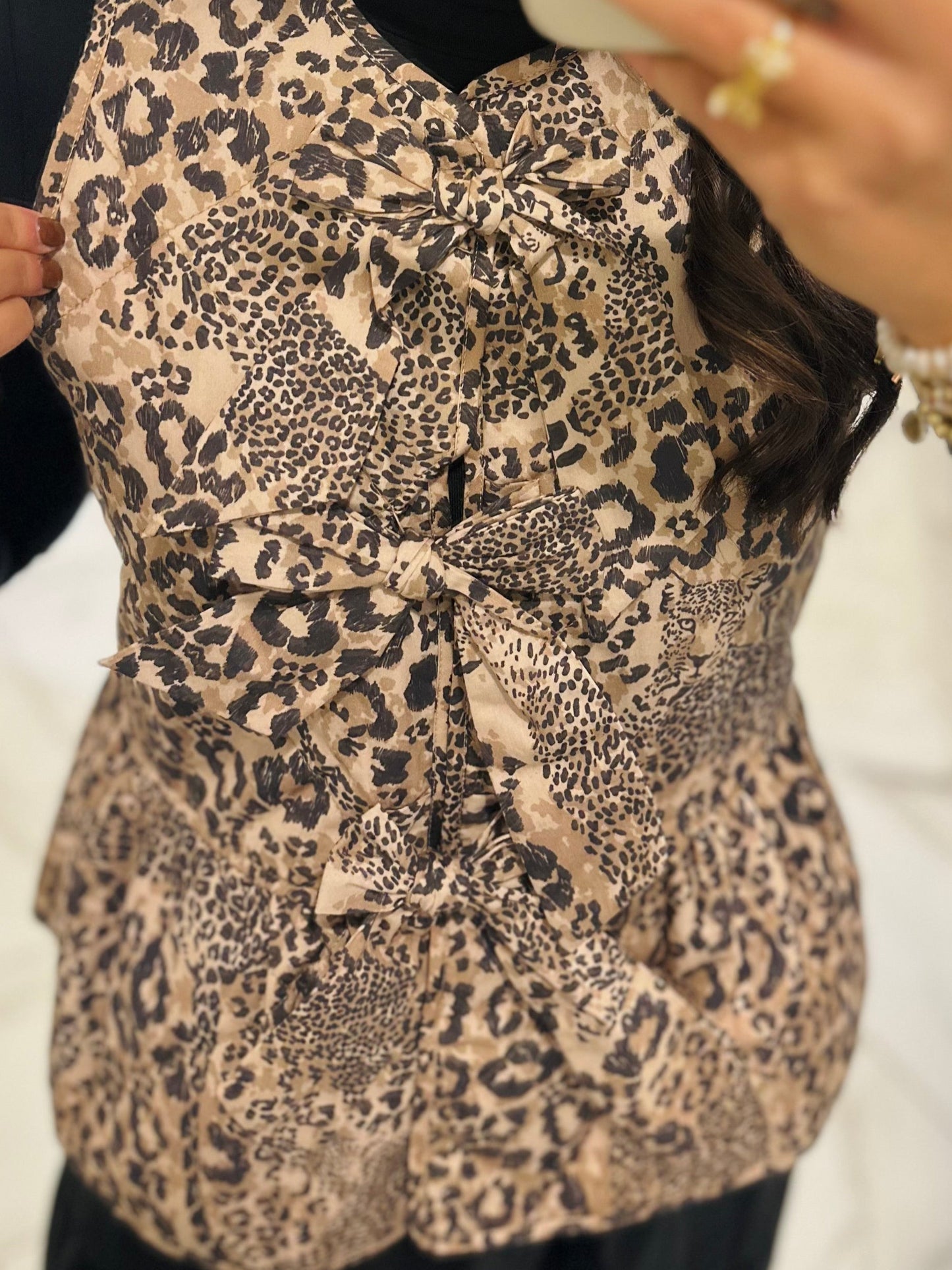 The Leopard Quilted Bow Vest