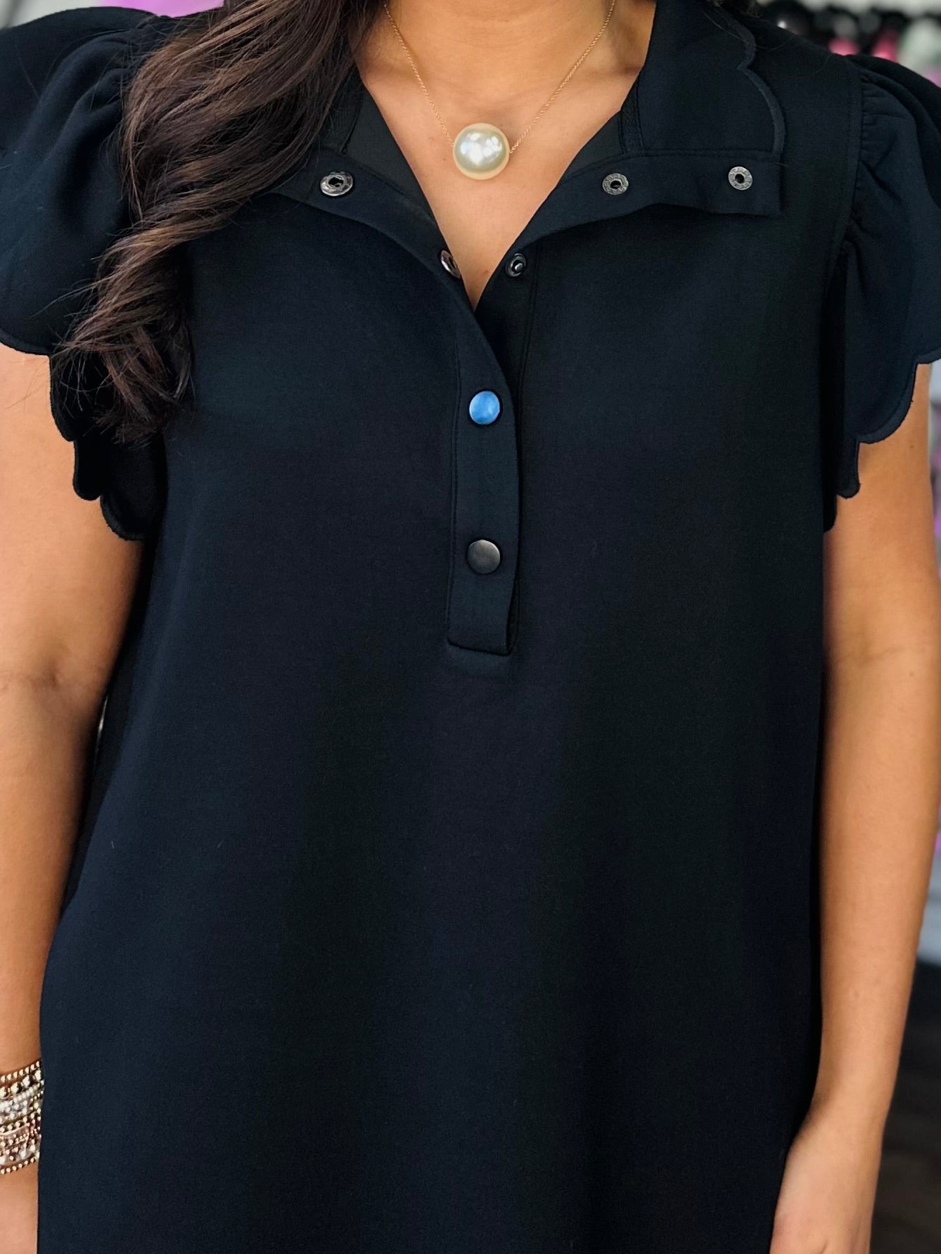 The Gia Black Scallop Dress