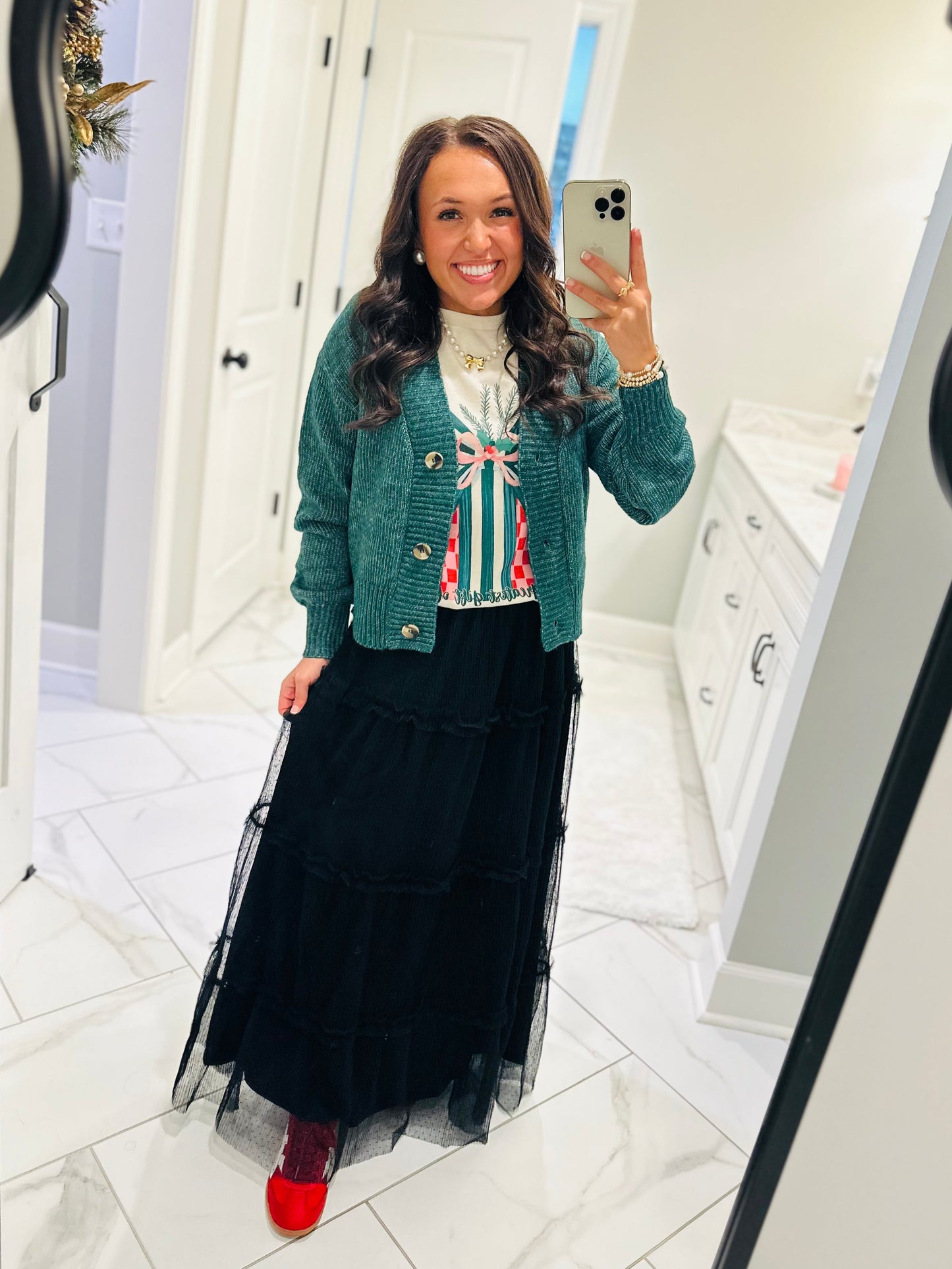 The Minnie Black Polkadot Tulle Tiered Skirt