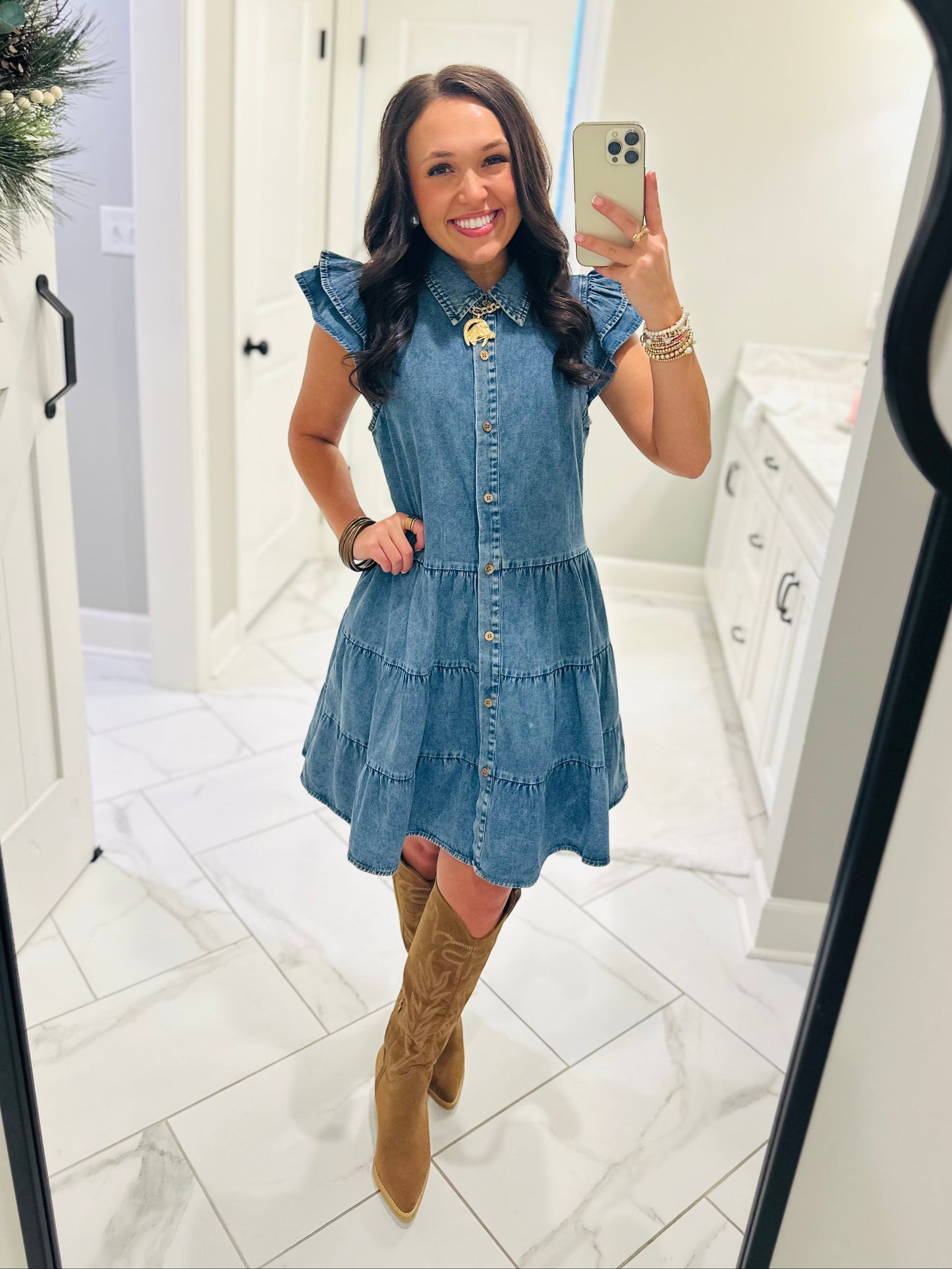 The Payton Denim Tiered Dress