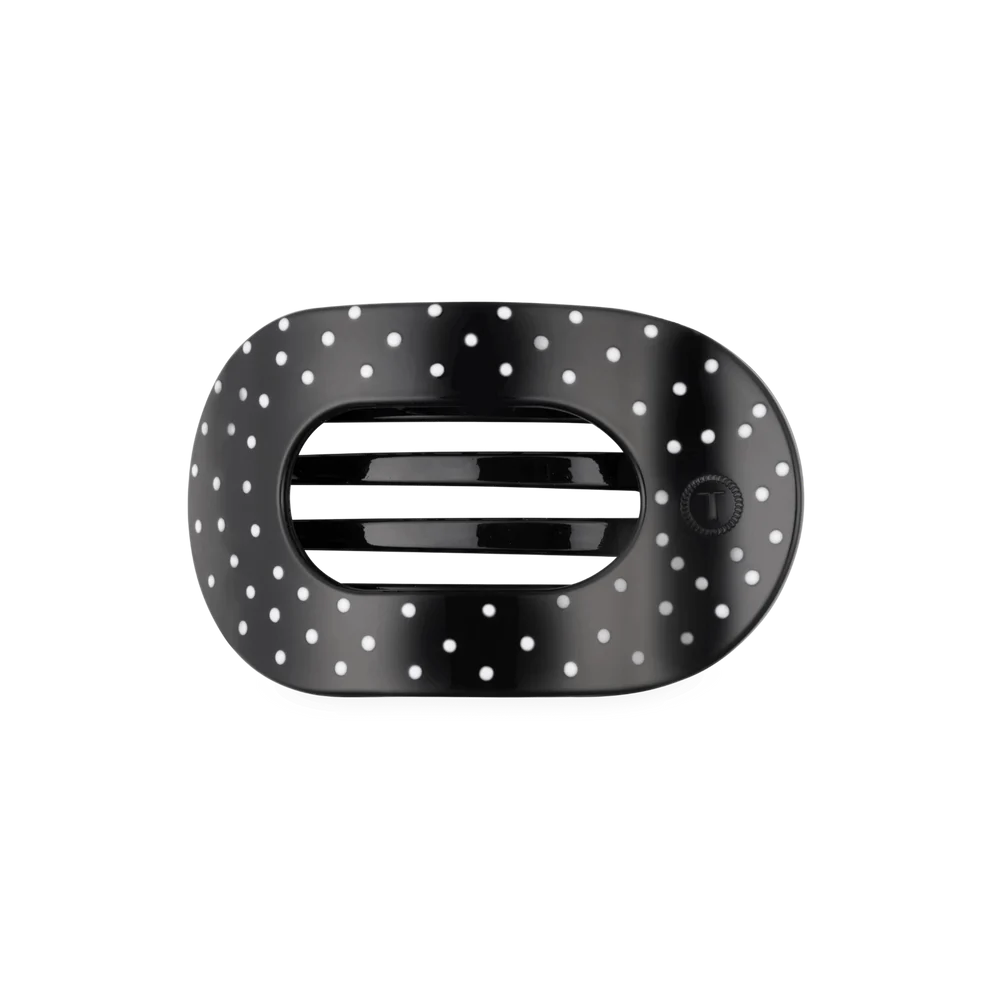 Black Polka Dot Party Flat Round Hair Clip