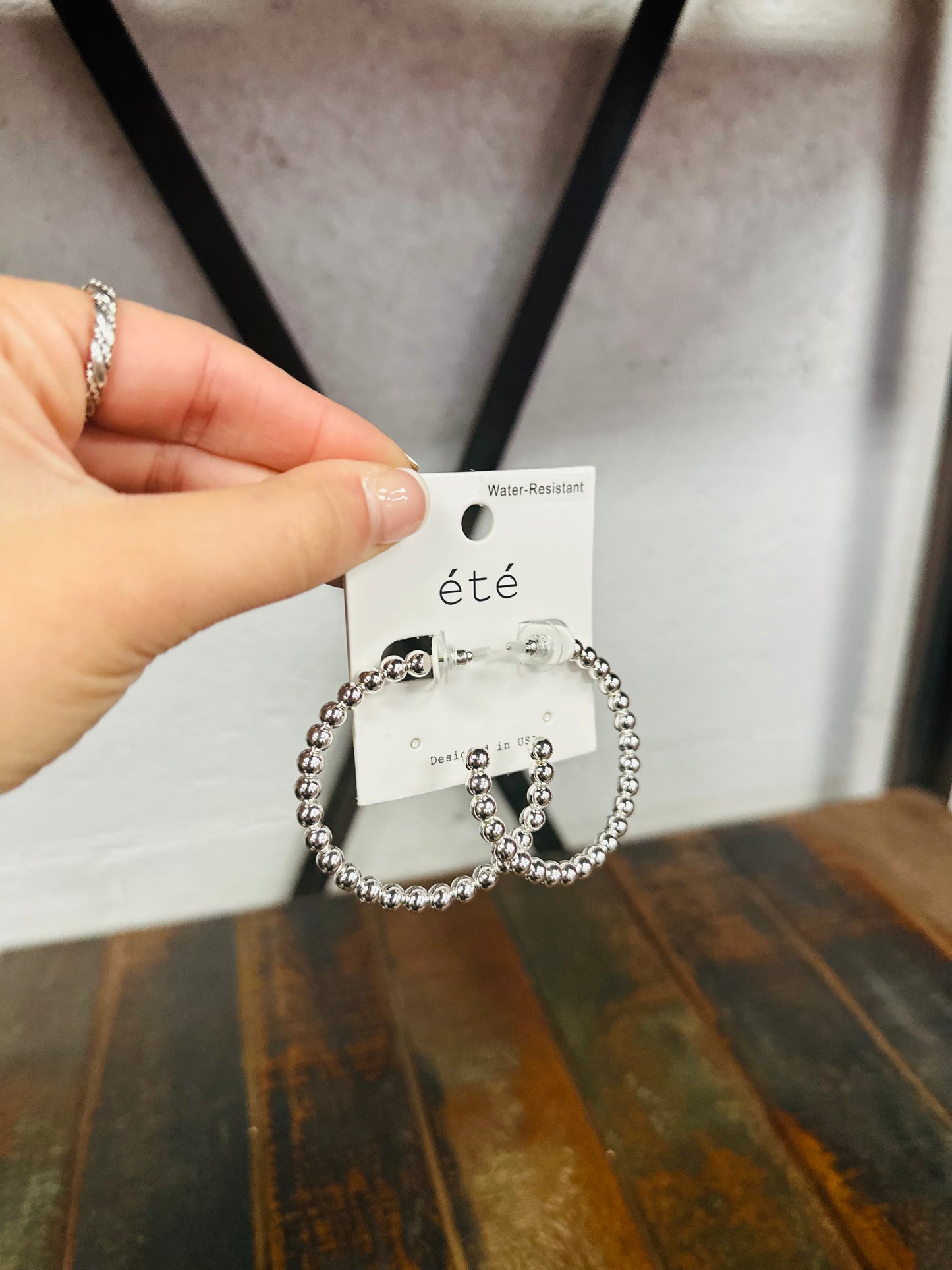 Silver Ball Hoop Earring