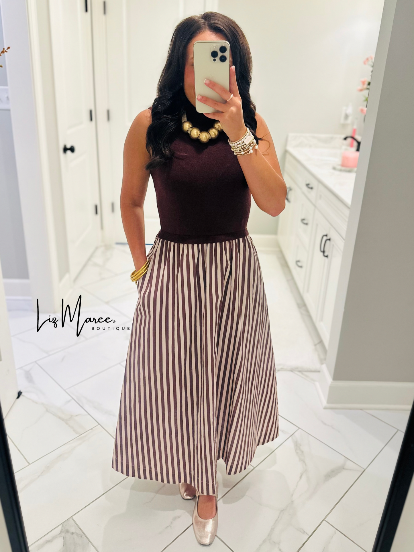 The Hartley Brown Sleeveless Midi Dress