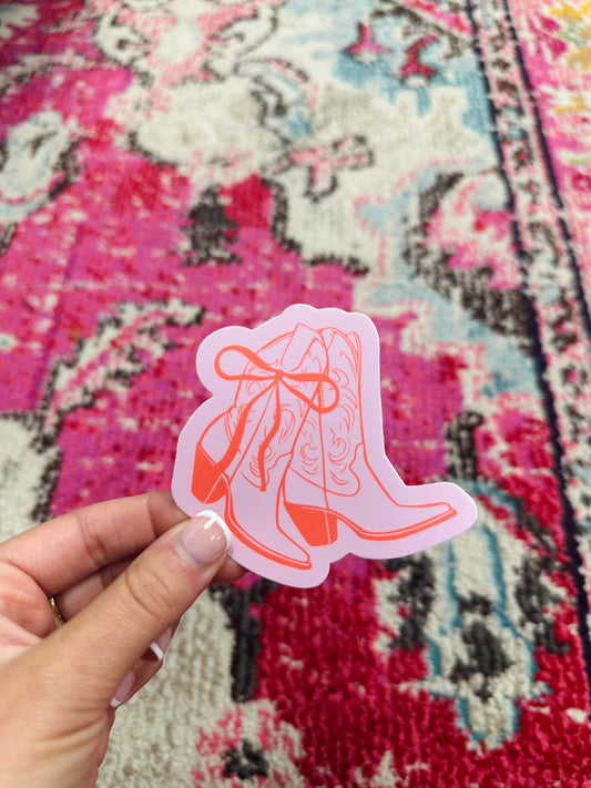 Pink Coquette Cowgirl Boot Sticker