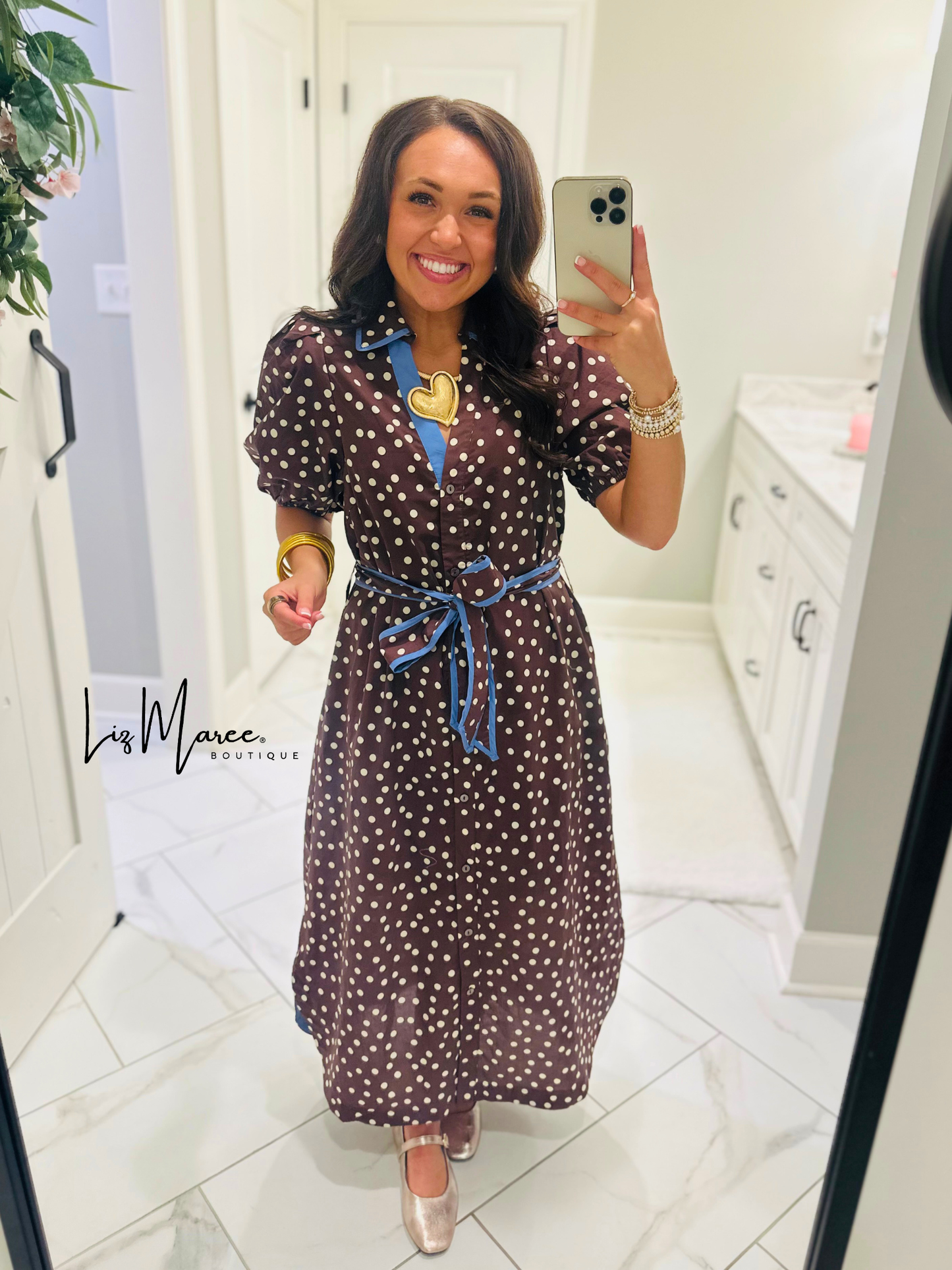 The Ashlee Brown Polka Dot Midi Dress