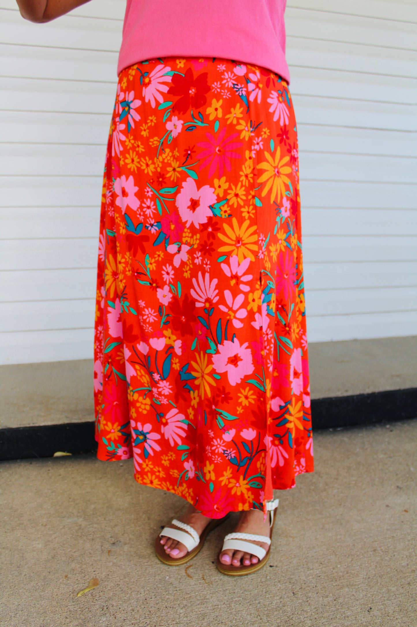 The June Floral Print Midi Skirt